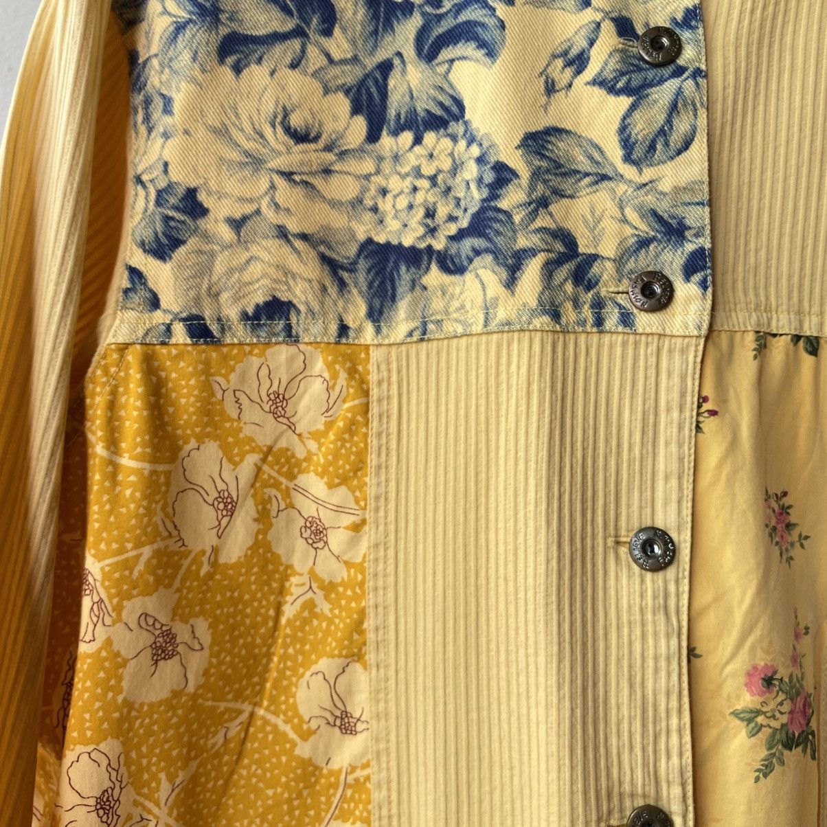 Designer × Japanese Brand MATURIODEA Yellow Patchwork Floral Shirt Size XL / US 12-14 / IT 48-50 - 4 Thumbnail