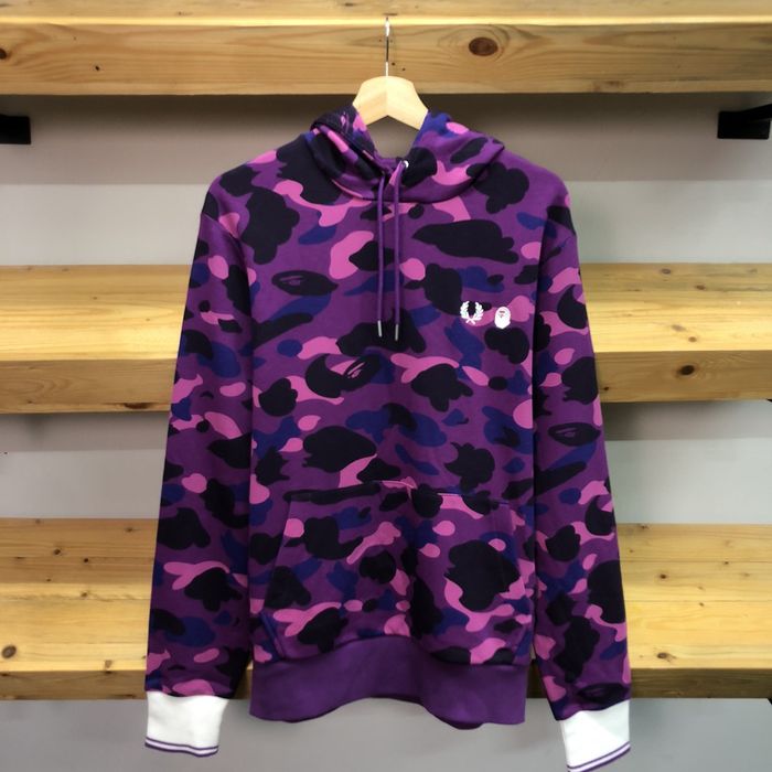 Fred Perry Men's x BAPE Popover Hoodie Purple Medium