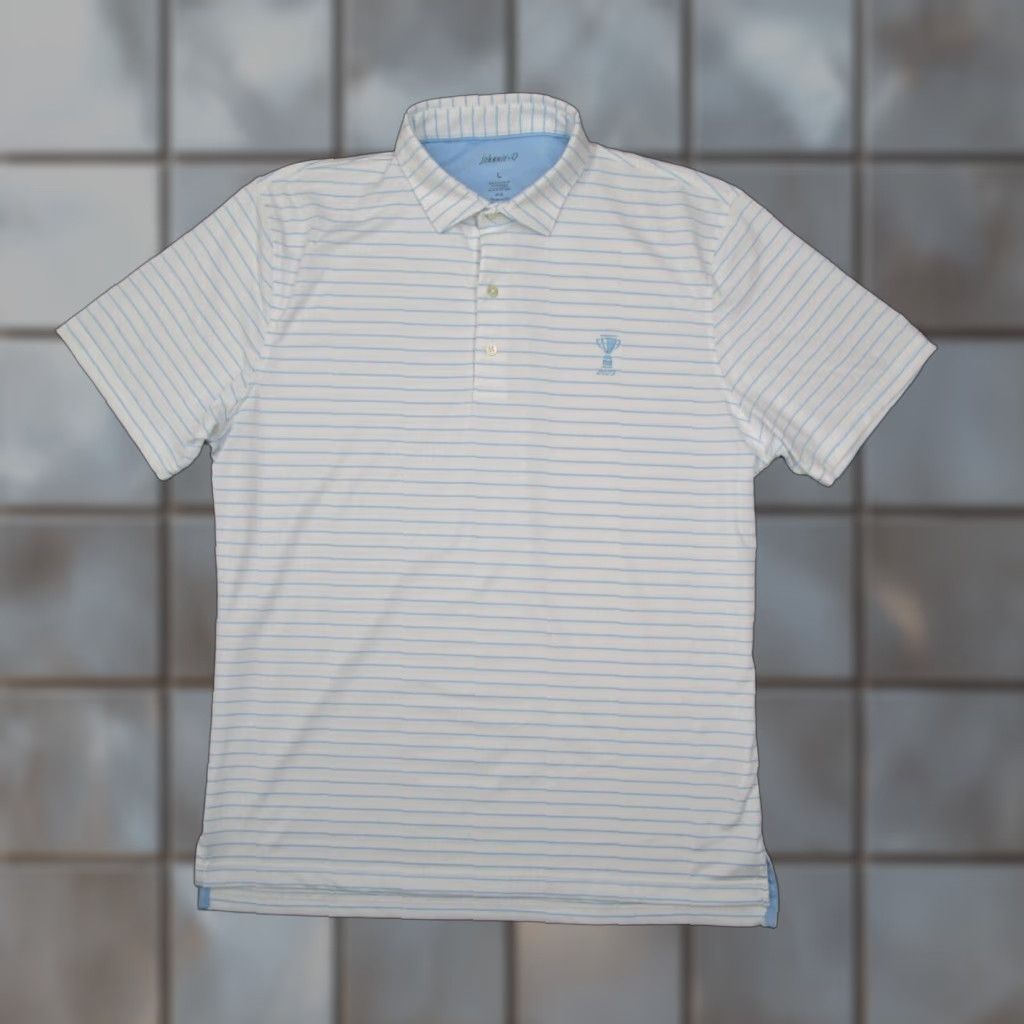 johnnie-O Johnnie O Polo Men Large White Striped Performance Golf UPF 50 Trophy 2023 Size US L / EU 52-54 / 3 - 1 Thumbnail