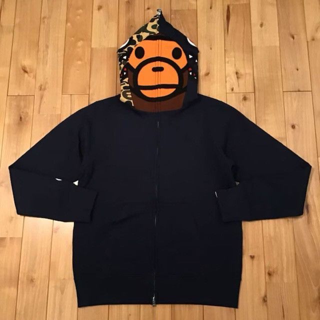 Bape BAPE CAMO Milo Shark Full Zip Hoodie Navy a bathing ape Size US M / EU 48-50 / 2 - 1 Thumbnail