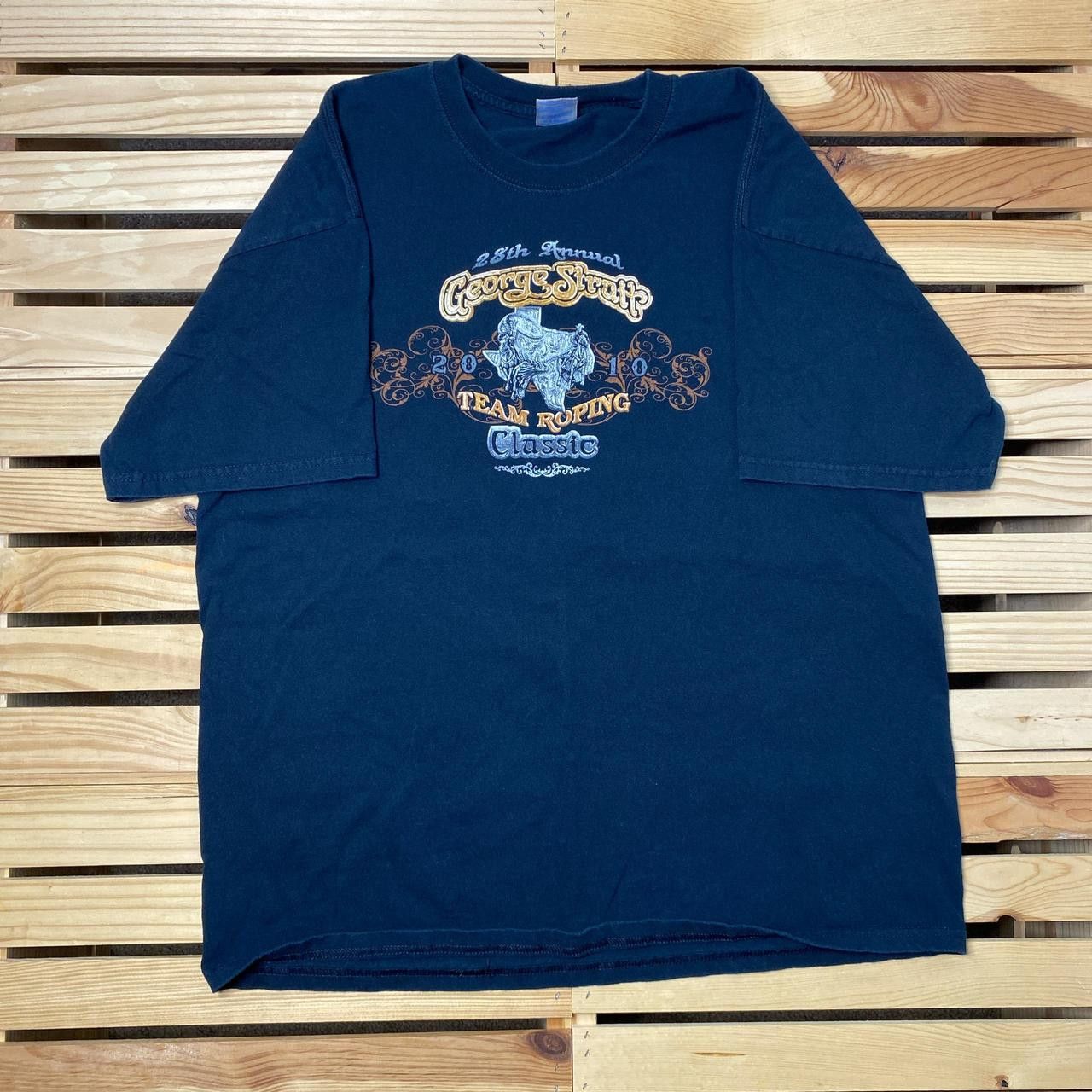 Gildan George Strait Team Roping 2010 Black Rodeo Tee Size XL Size US XL / EU 56 / 4 - 1 Thumbnail