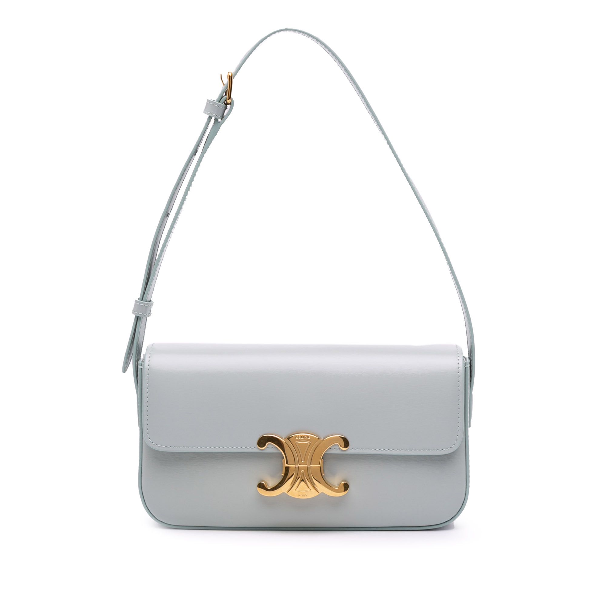 Celine Shiny Calfskin Claude Shoulder Bag in Grey, Women's