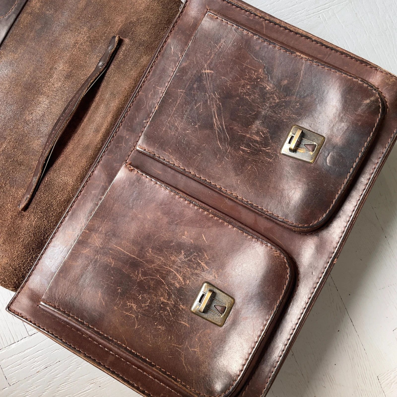 Vintage Vintage Real Leather Ruitertassen Briefcase Office Bag Size ONE SIZE - 6 Thumbnail