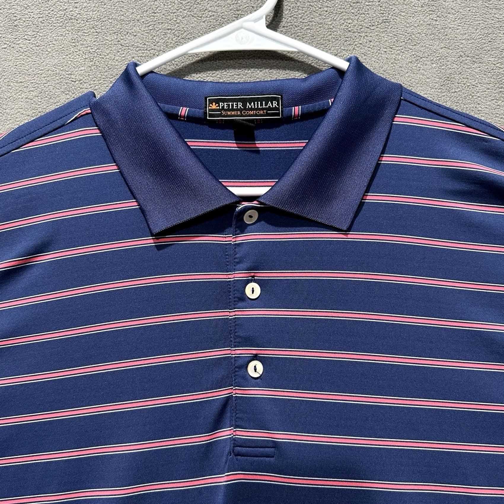 Peter Millar Peter Millar Polo Shirt Mens XL Blue/Pink Striped Golf Logo Summer Comfort Size US L / EU 52-54 / 3 - 3 Thumbnail