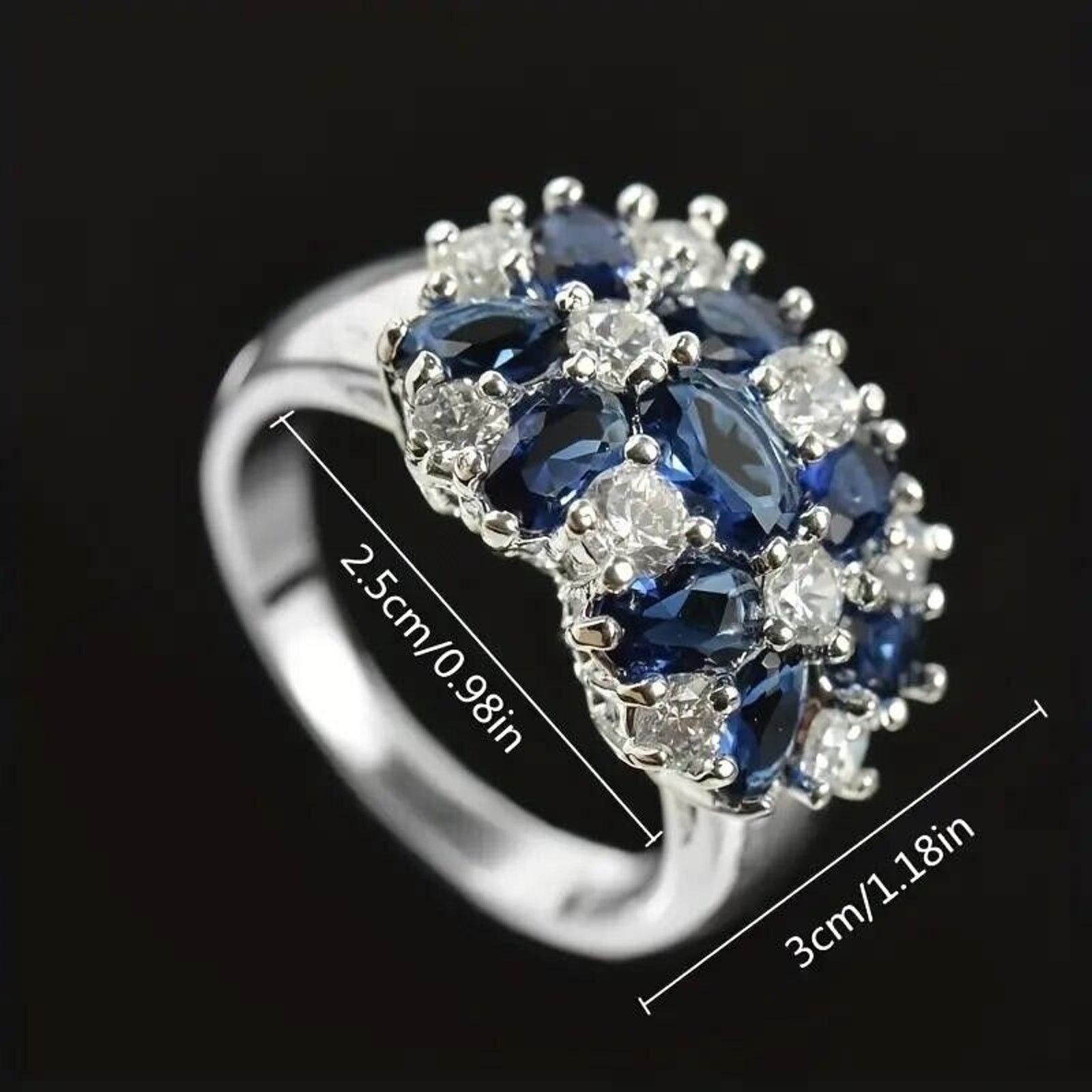 Other 925 Sterling Silver Women’s Ring• Sapphire White Topaz Size ONE SIZE - 5 Thumbnail