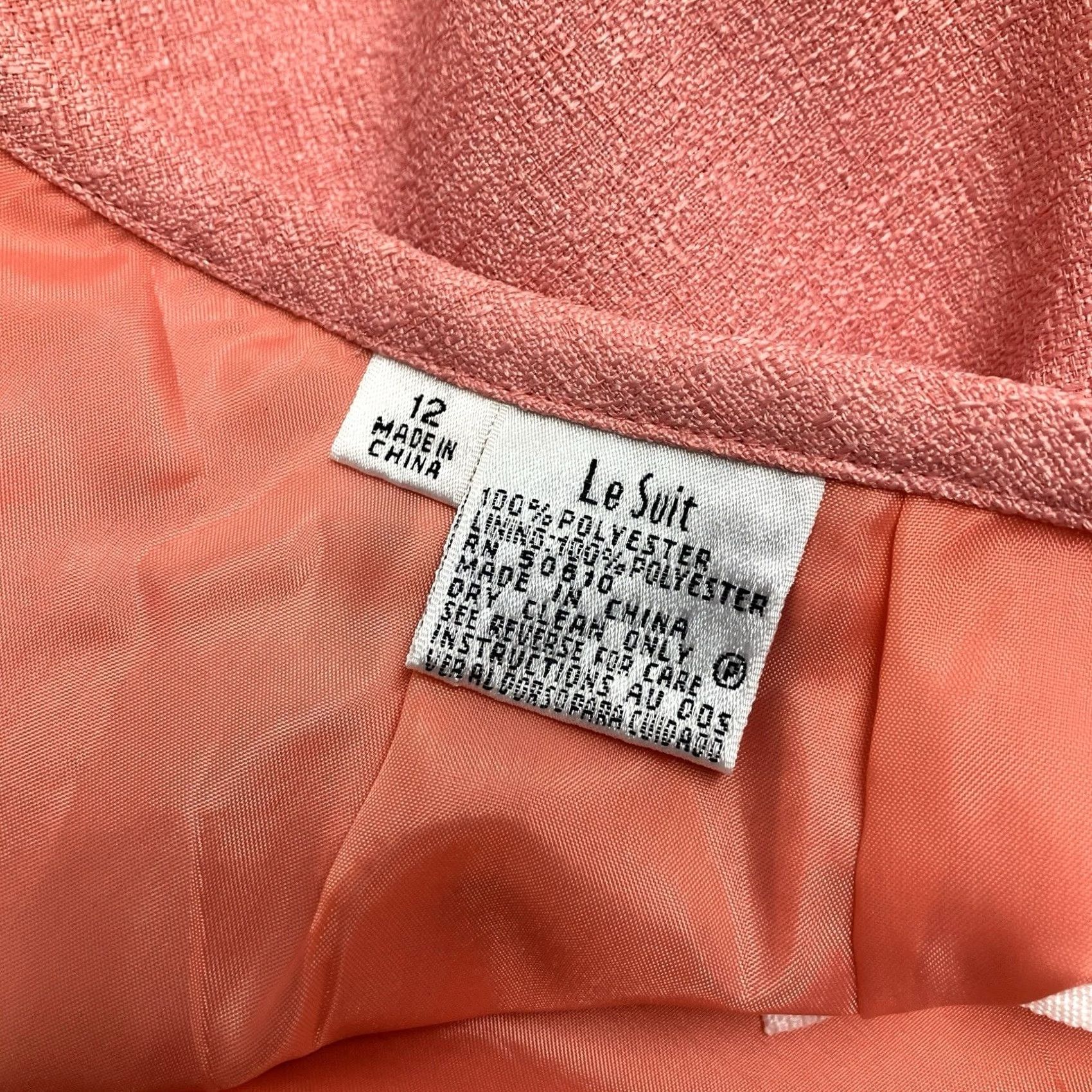 Vintage Le Suit Classic Coral Skirt 12 Midi Pencil Career Separate Women Zip Lined Polyester 90s Workwear Size 34" / US 12 / IT 48 - 6 Thumbnail