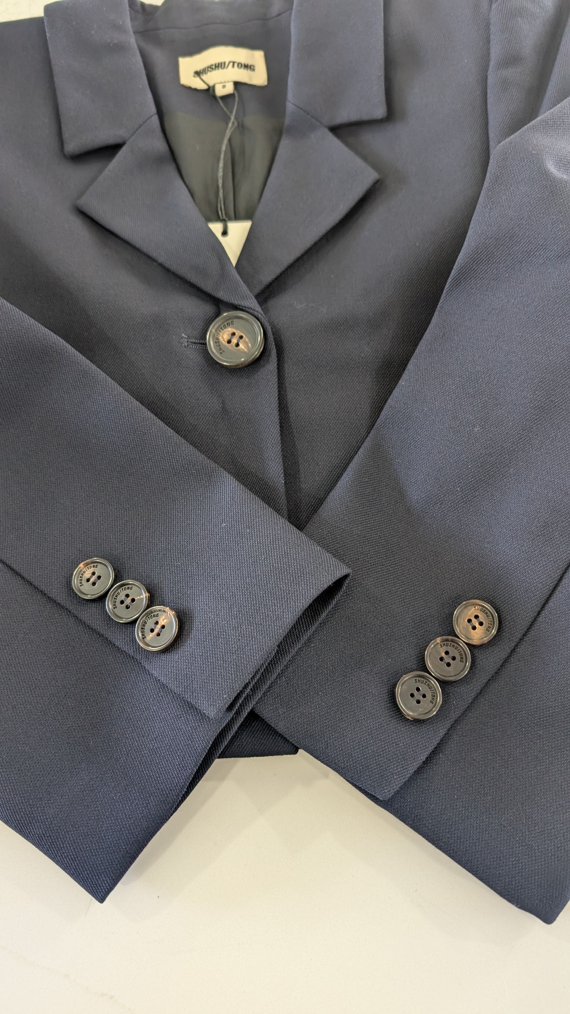 Shushu/Tong SHUSHU/TONG Cropped Puff Sleeve Blazer Navy SIZE S Size S / US 4 / IT 40 - 5 Thumbnail