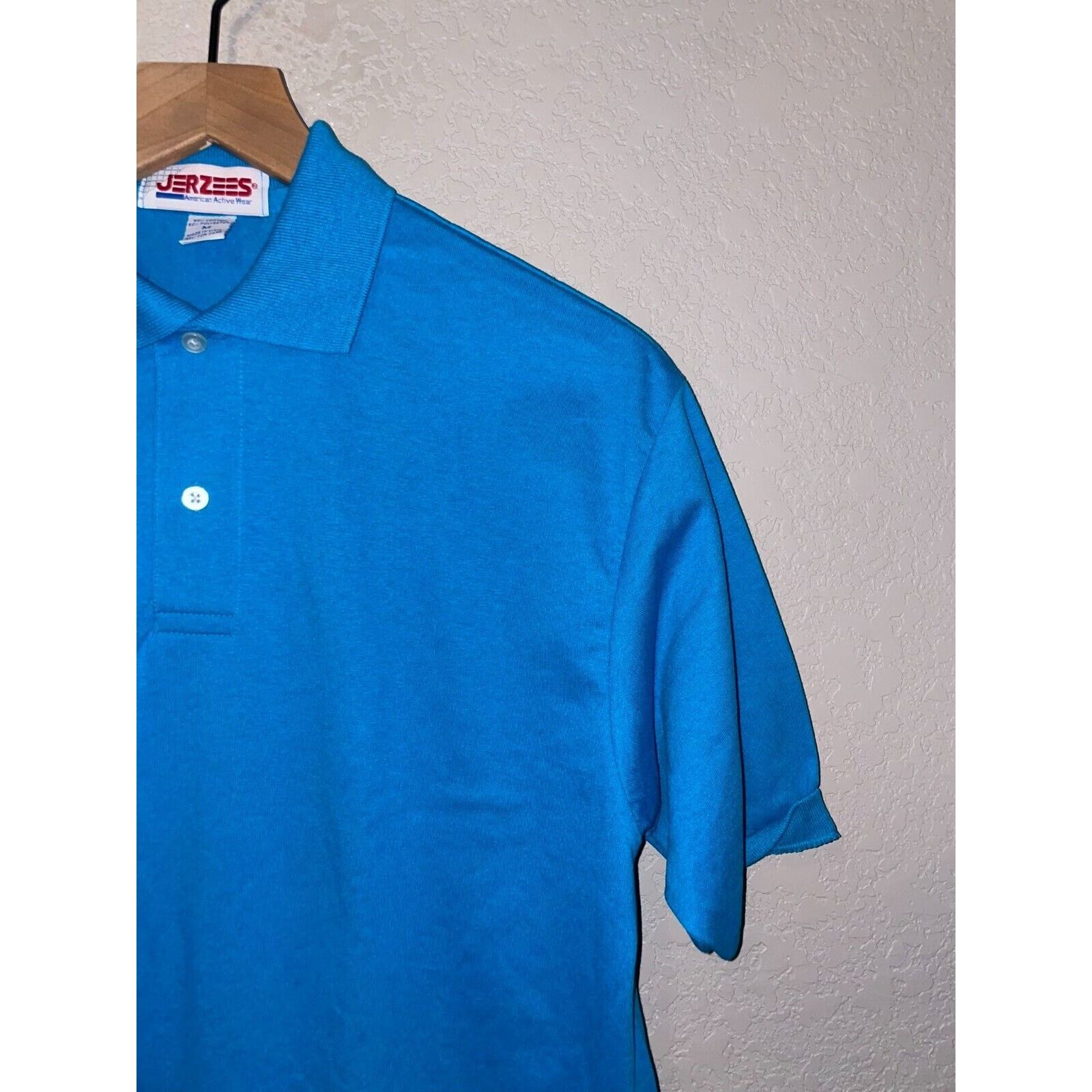 Jerzees Vintage Blue Blank Polo Shirt American Active Wear VTG M 90s Size US M / EU 48-50 / 2 - 2 Thumbnail