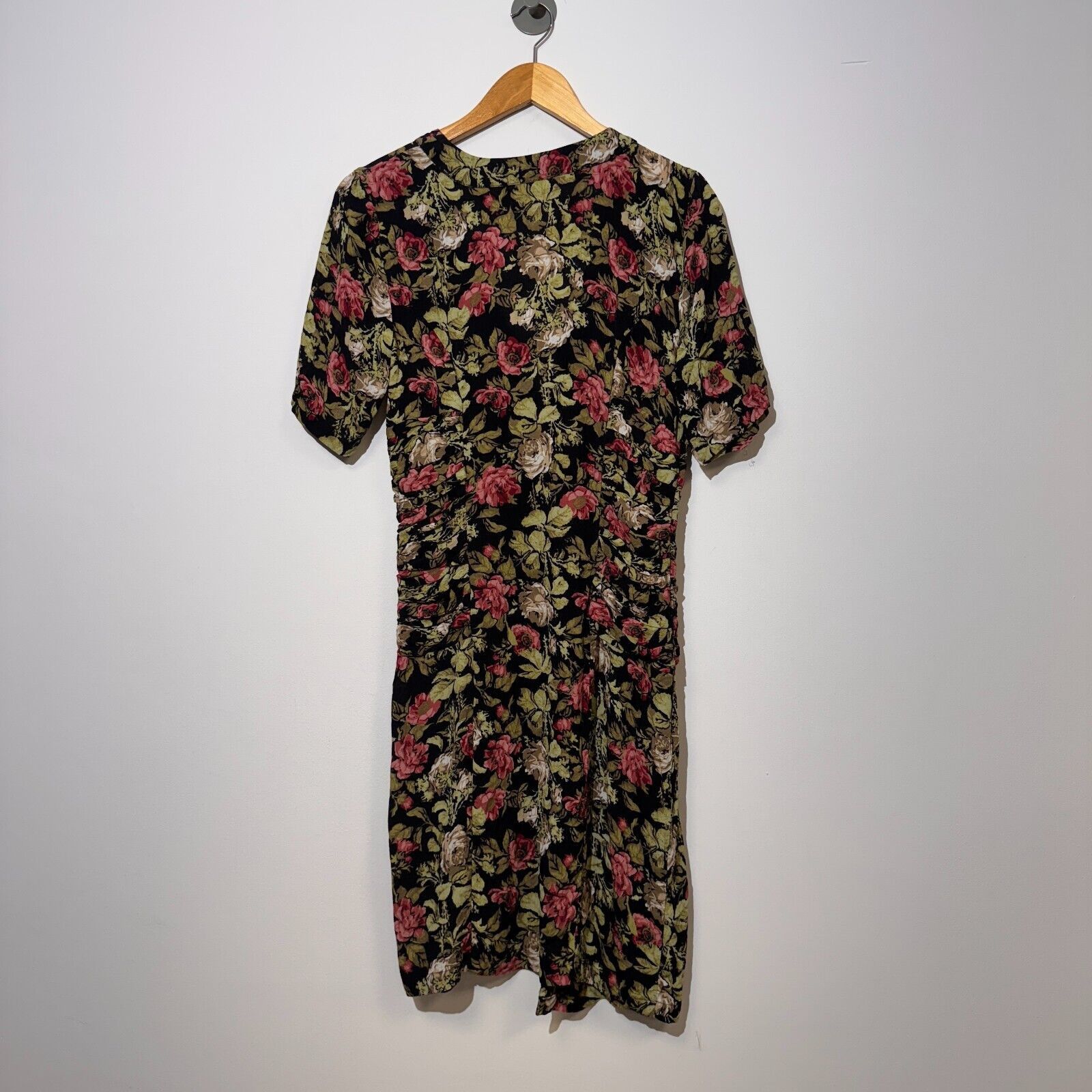 Ganni × Vintage Ganni Green Black Viscose Dress Size S Floral Pattern 90s Size S / US 4 / IT 40 - 15 Thumbnail