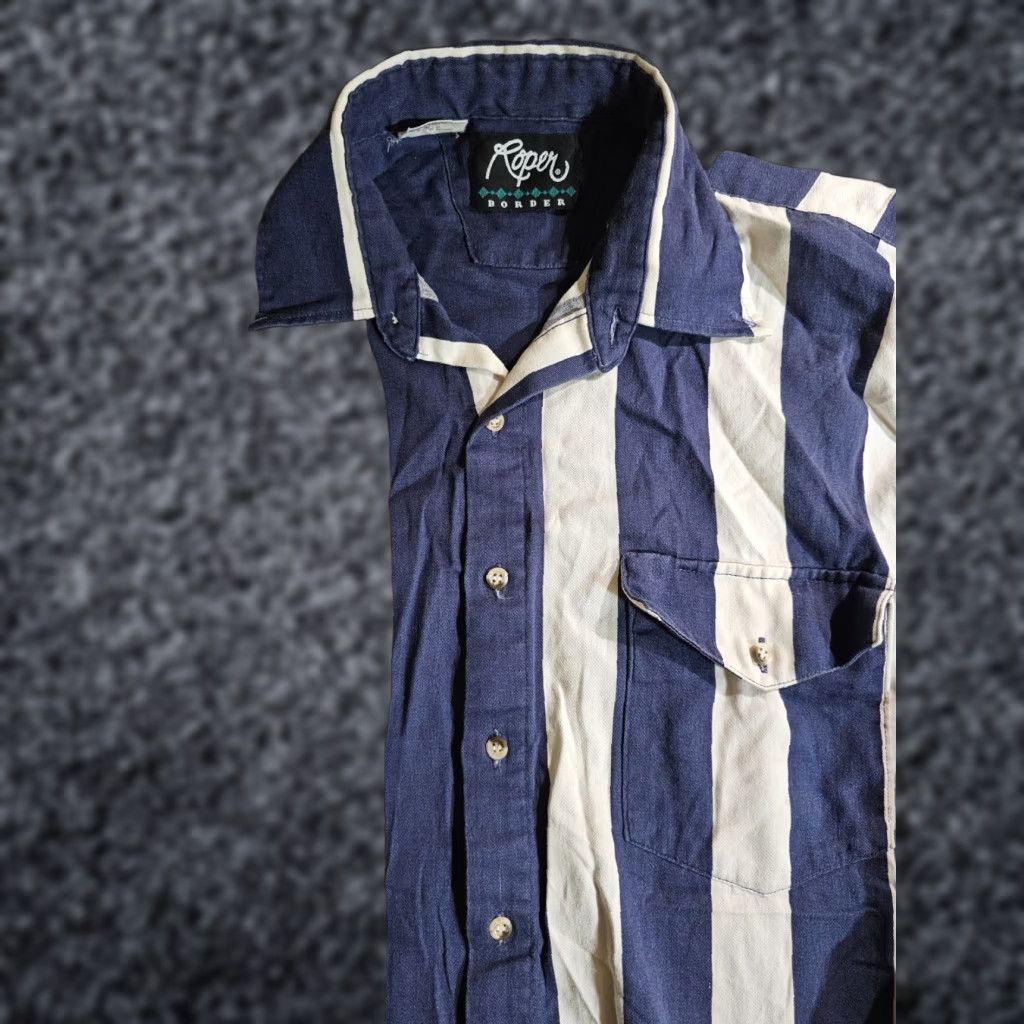 Roper VINTAGE Roper Border Retro Rodeo Long Sleeve American Flag Shirt Large Mens Size US L / EU 52-54 / 3 - 1 Thumbnail