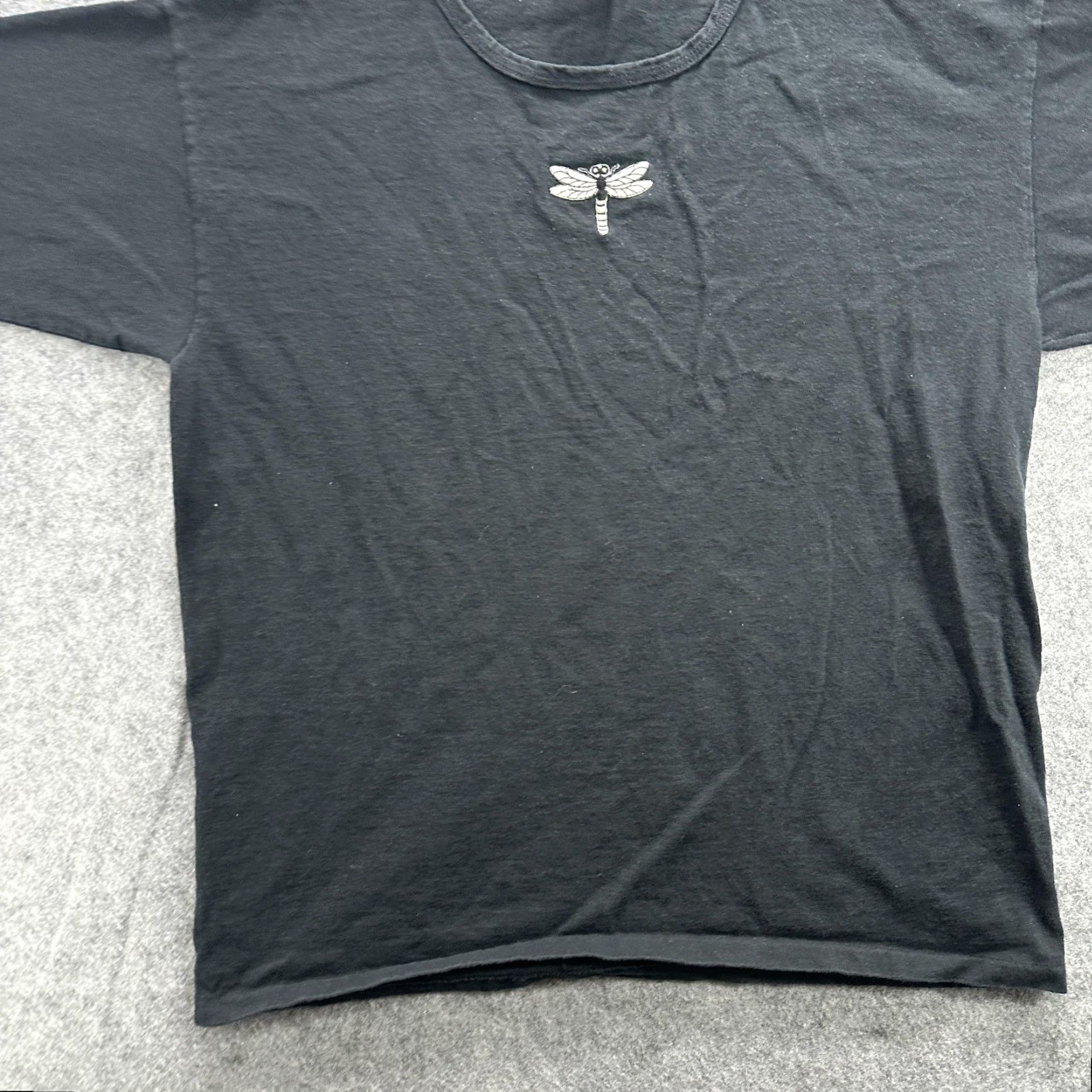 Anvil VINTAGE Anvil Shirt Women's Large Black Dragonfly Graphic 90s Made USA Pre-shrunk 100% Cotton Crew Neck Short Sleeve Size L / US 10 / IT 46 - 3 Thumbnail