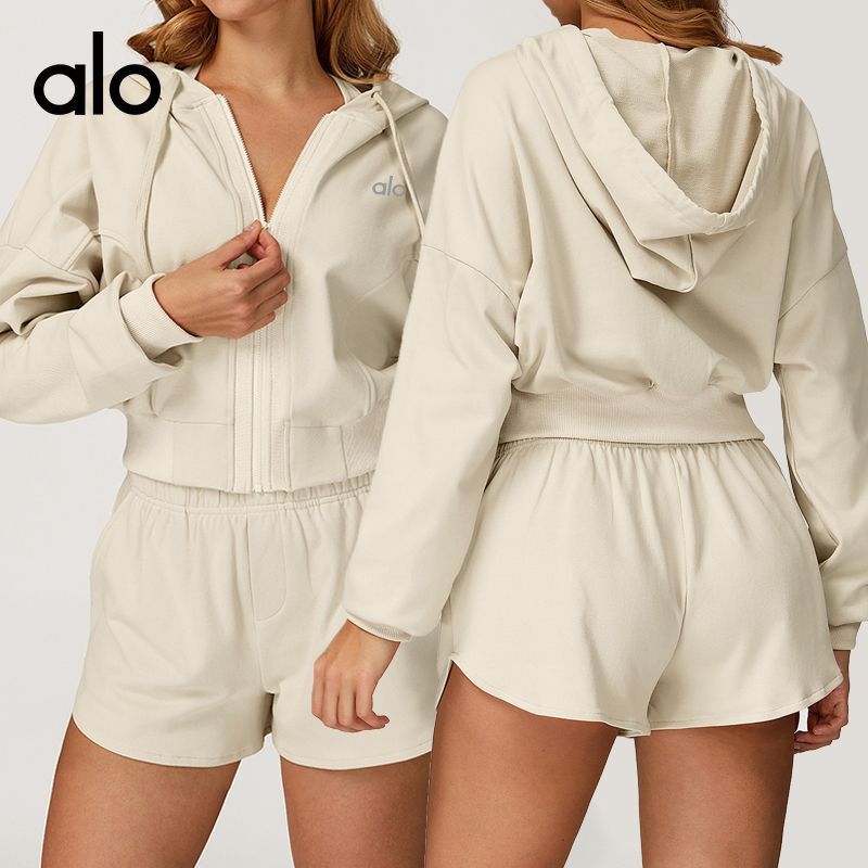 Alo Yoga NWT Alo Yoga Beige Hoodie & Shorts Matching Set Women's M Size M / US 6-8 / IT 42-44 - 2 Thumbnail