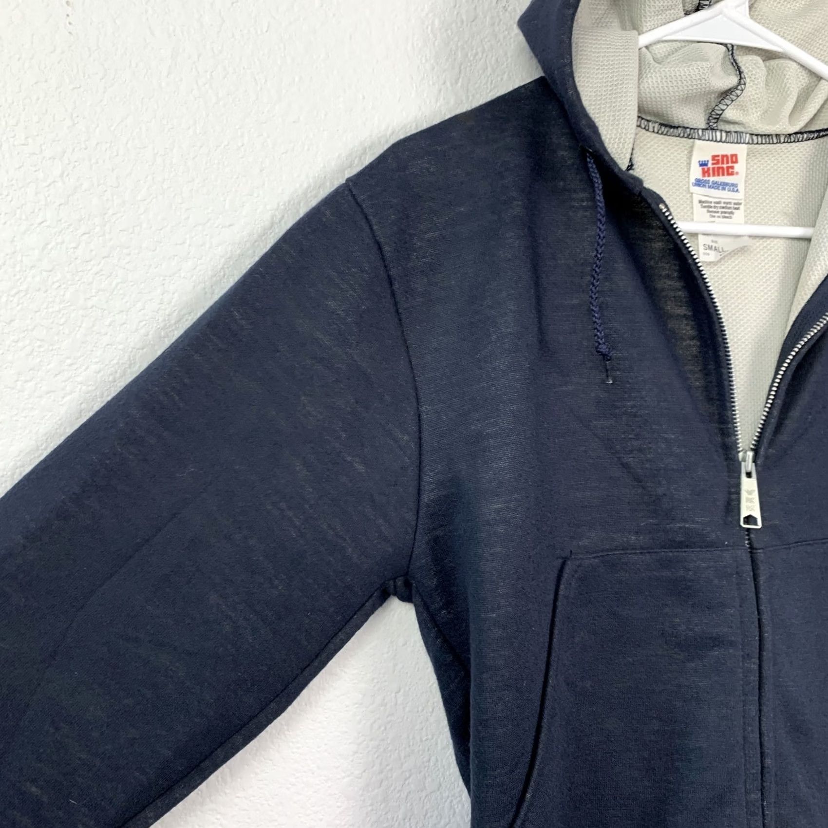 Vintage READ Vintage Sno King Men's Small Full Zip Hoodie Sweatshirt Navy Blue USA Size US S / EU 44-46 / 1 - 2 Thumbnail