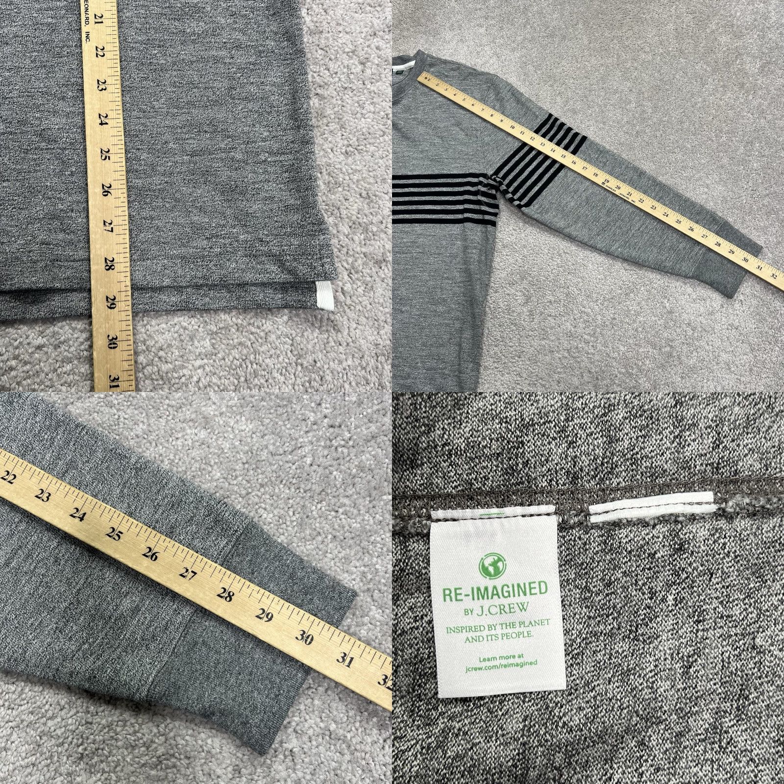 J.Crew J. Crew Oarsman Sweatshirt Mens Large Gray Stripe Rugby Crewneck Pullover Holiday? Size US L / EU 52-54 / 3 - 9 Thumbnail