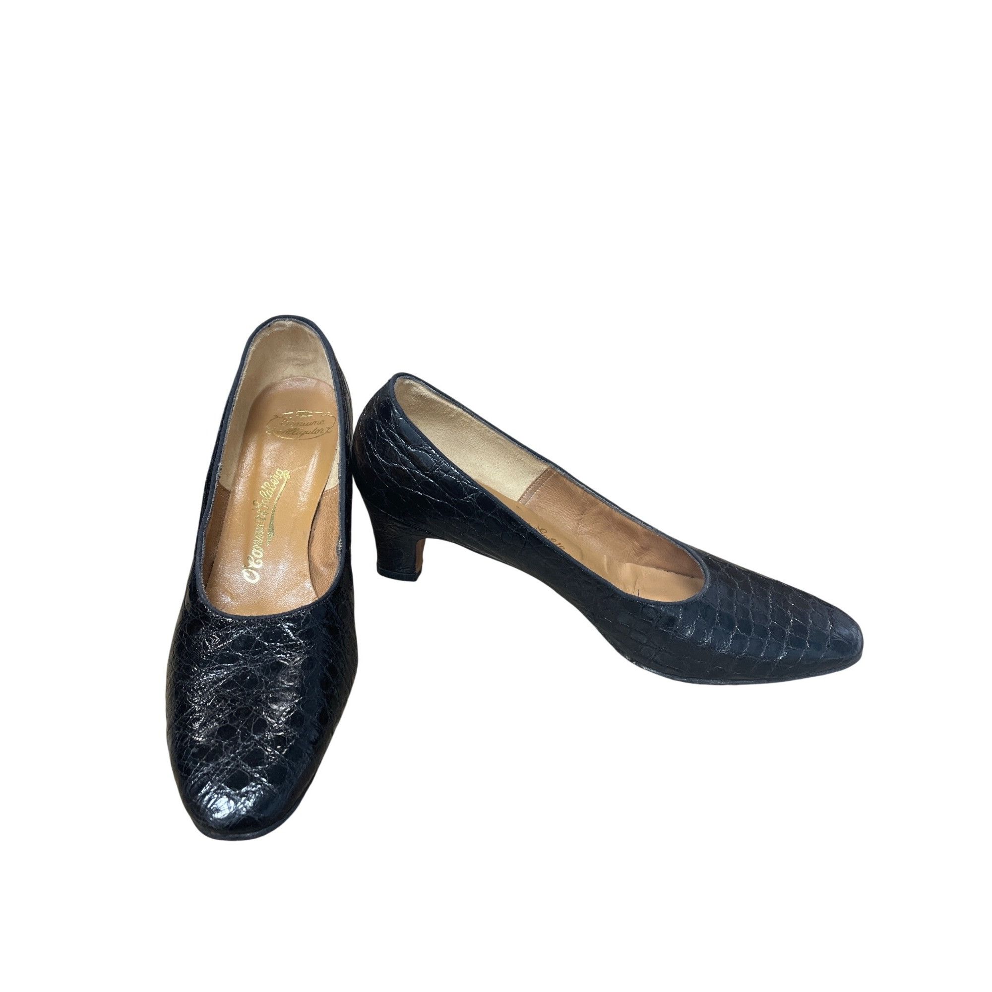 Vintage O'Connor Goldberg Womans VTG Black Alligator Leather Heels S Size US 7.5 / IT 37.5 - 1 Thumbnail