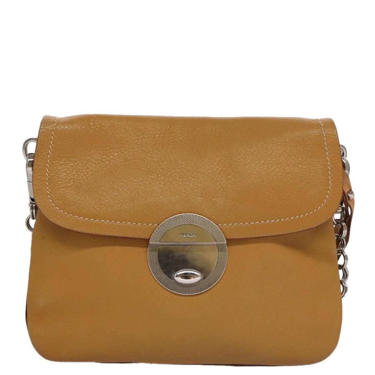 Prada PRADA Chain Shoulder Bag Leather Beige Silver Size ONE SIZE - 2 Thumbnail
