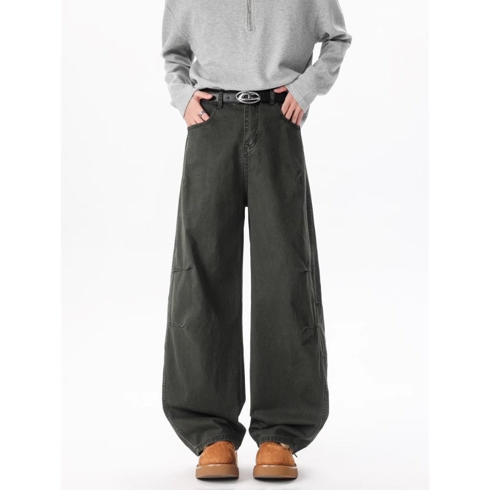 Japanese Brand Fashion men's solid color stitching high street jeans Size US 32 / EU 48 - 3 Thumbnail