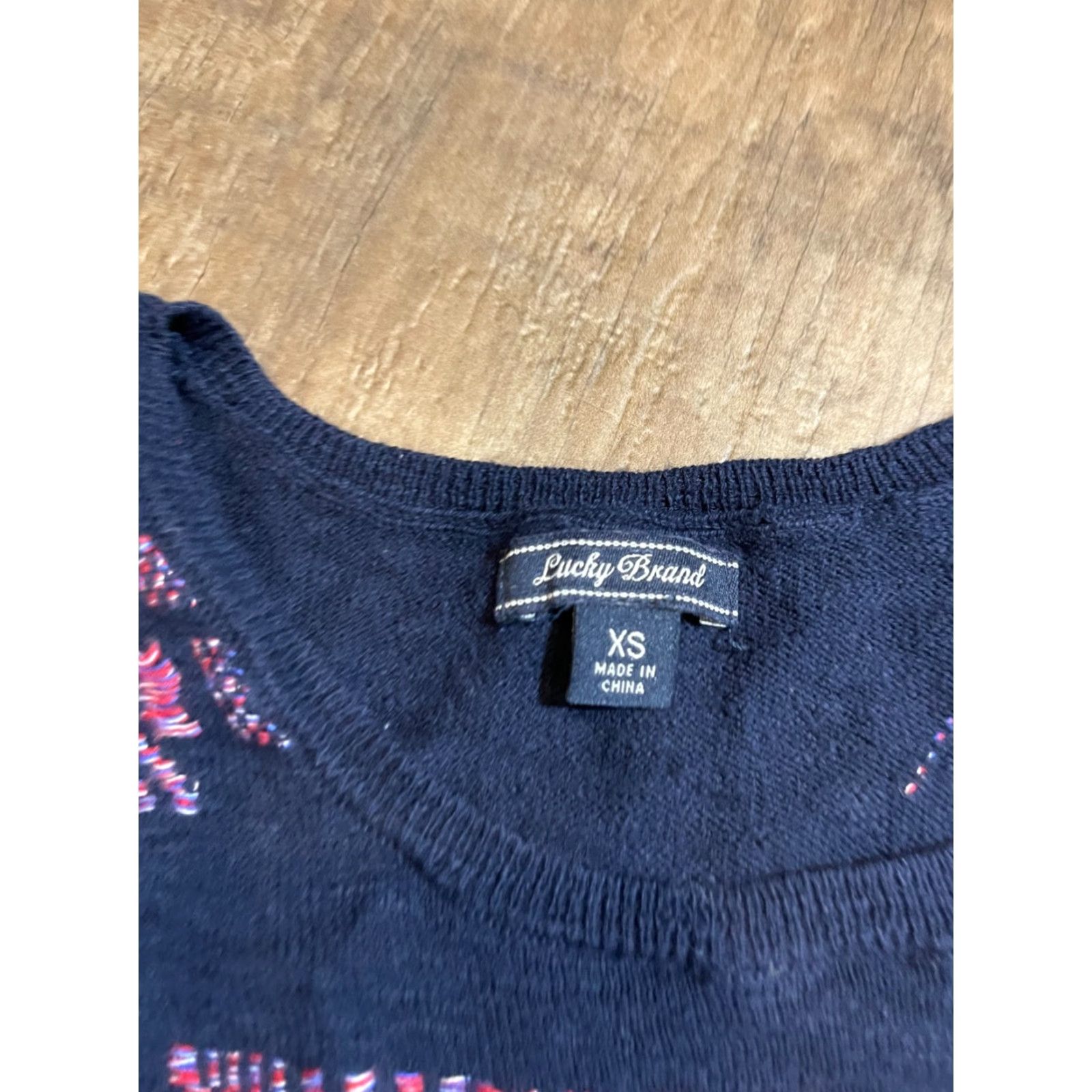 Lucky Brand Lucky Brand Top Womens XS Sleeveless Knit Blue Pull Over Aztec Pattern Size XS / US 0-2 / IT 36-38 - 4 Thumbnail
