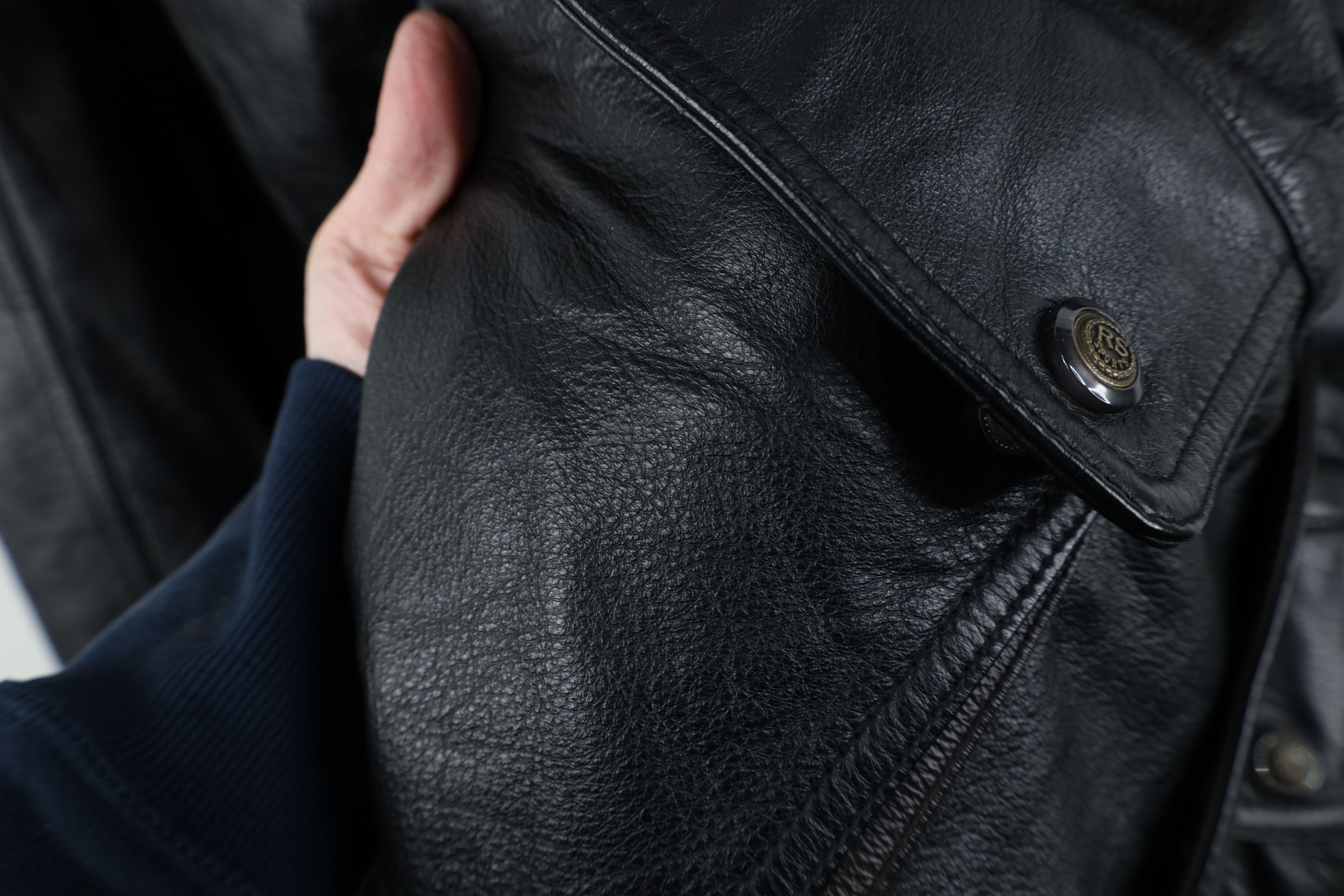 Vintage 90s Streetwear Heavy Leather Chore Jacket Black