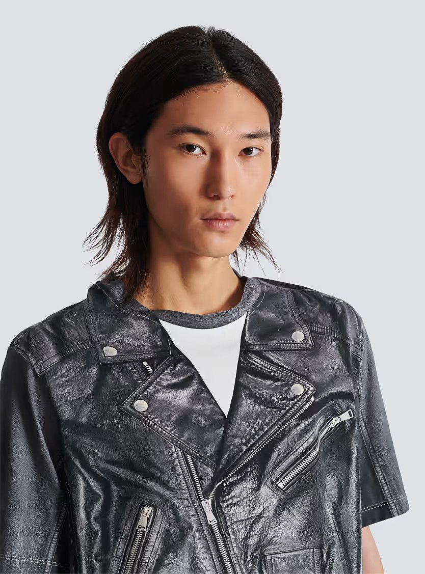 Balmain o1s1wg110126 T-Shirt With Biker Jacket Print in Black Size US S / EU 44-46 / 1 - 6 Thumbnail