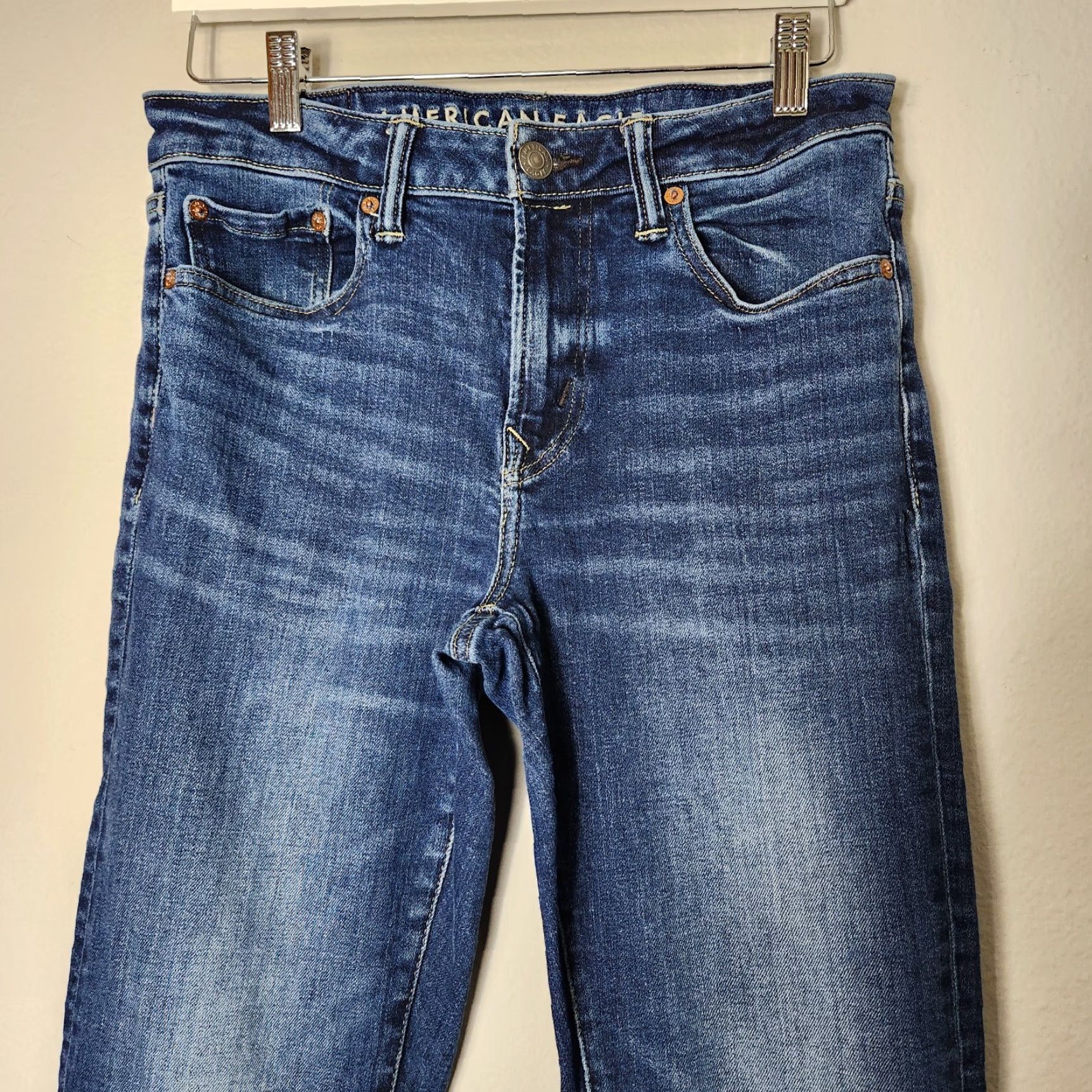American Eagle Outfitters American Eagle Outfitters Jeans Mens Slim Straight Airflex+ 30x32 Blue Denim Cotton Blend Zip Dark Wash 30 Regular Inseam 32 Size US 30 / EU 46 - 2 Thumbnail