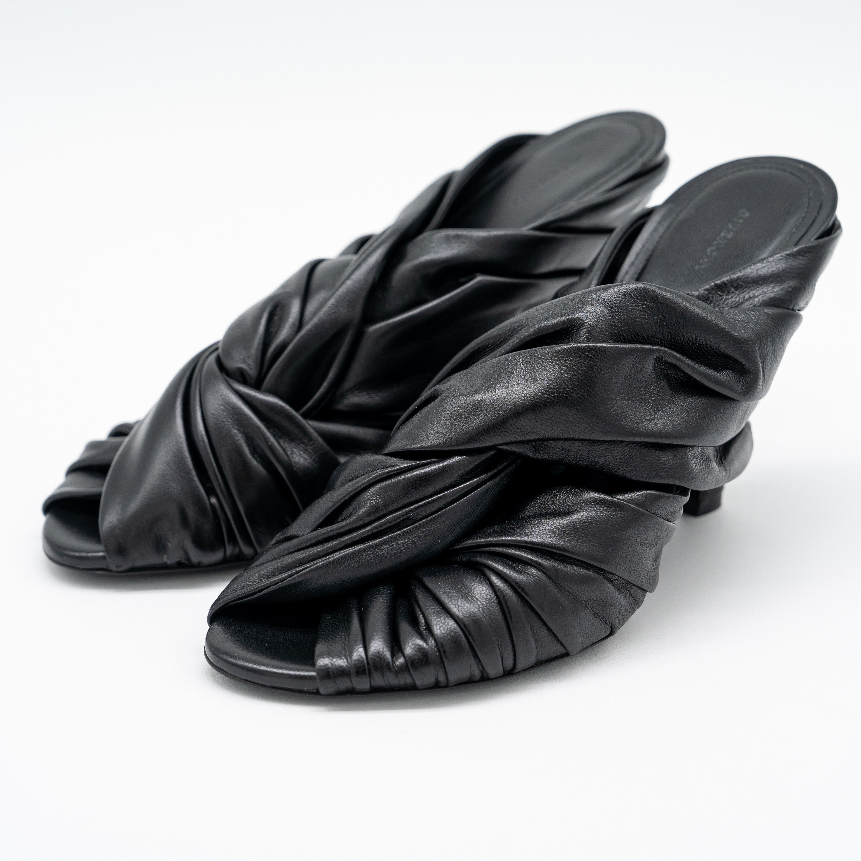 Givenchy Givenchy Show Twist Heels Mules Black Leather Size US 10 / IT 40 - 1 Thumbnail