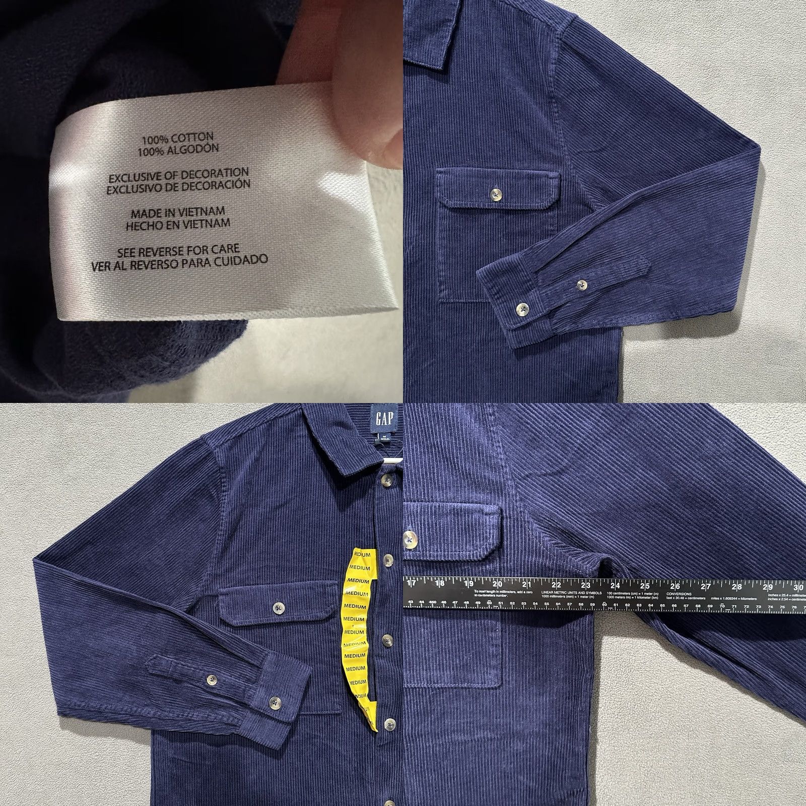Gap GAP Shirt Mens Medium Navy Blue Corduroy Long Sleeve Button Up NWT MSRP 0 Size US M / EU 48-50 / 2 - 8 Thumbnail