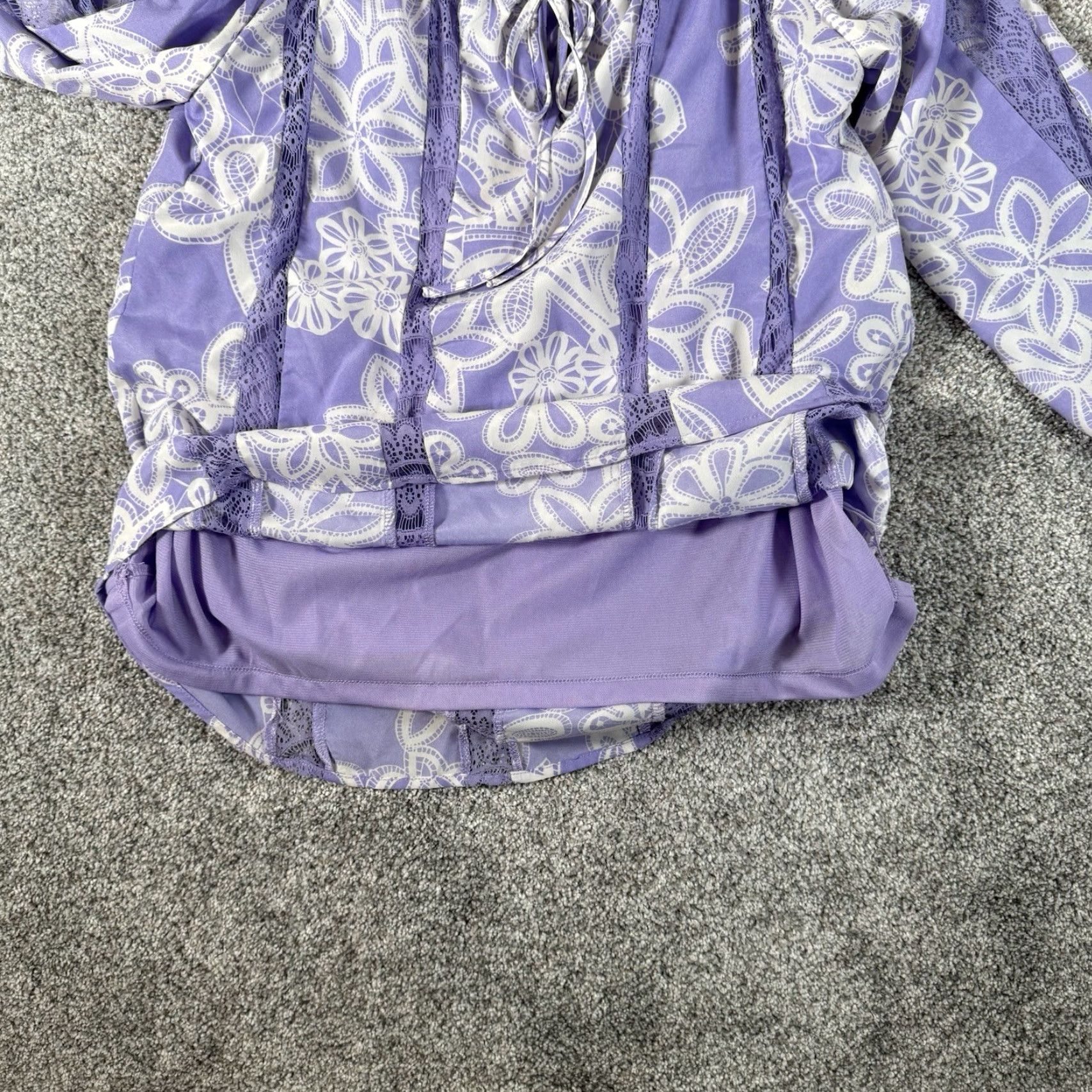 Vintage VINTAGE Hot in Hollywood Blouse M Lined Boho Floral Peasant Romantic Feminine Flowy Y2K Purple Long Sleeve Women M Size M / US 6-8 / IT 42-44 - 6 Thumbnail