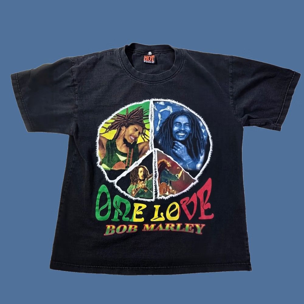Vintage VINTAGE Bob Marley One Love Shirt Peace Sign Black Double Sided Hot Eagle M Adult Size US M / EU 48-50 / 2 - 1 Thumbnail