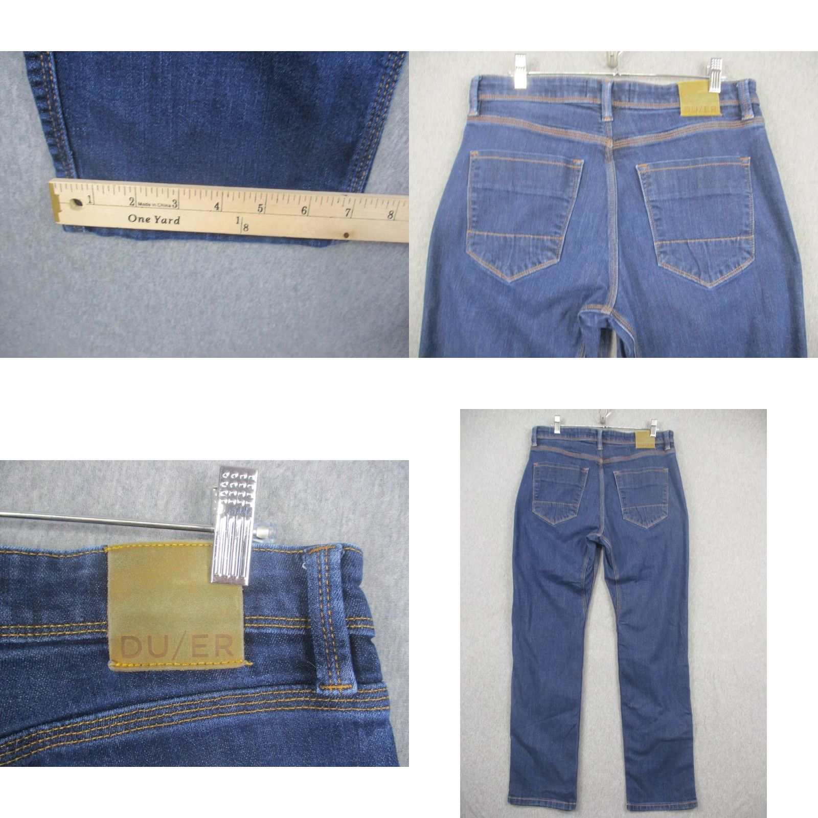 DUER DUER Jeans Mens 34x32 Dark Blue L2X Performance Denim Straight Leg Stretch Size US 34 / EU 50 - 8 Thumbnail