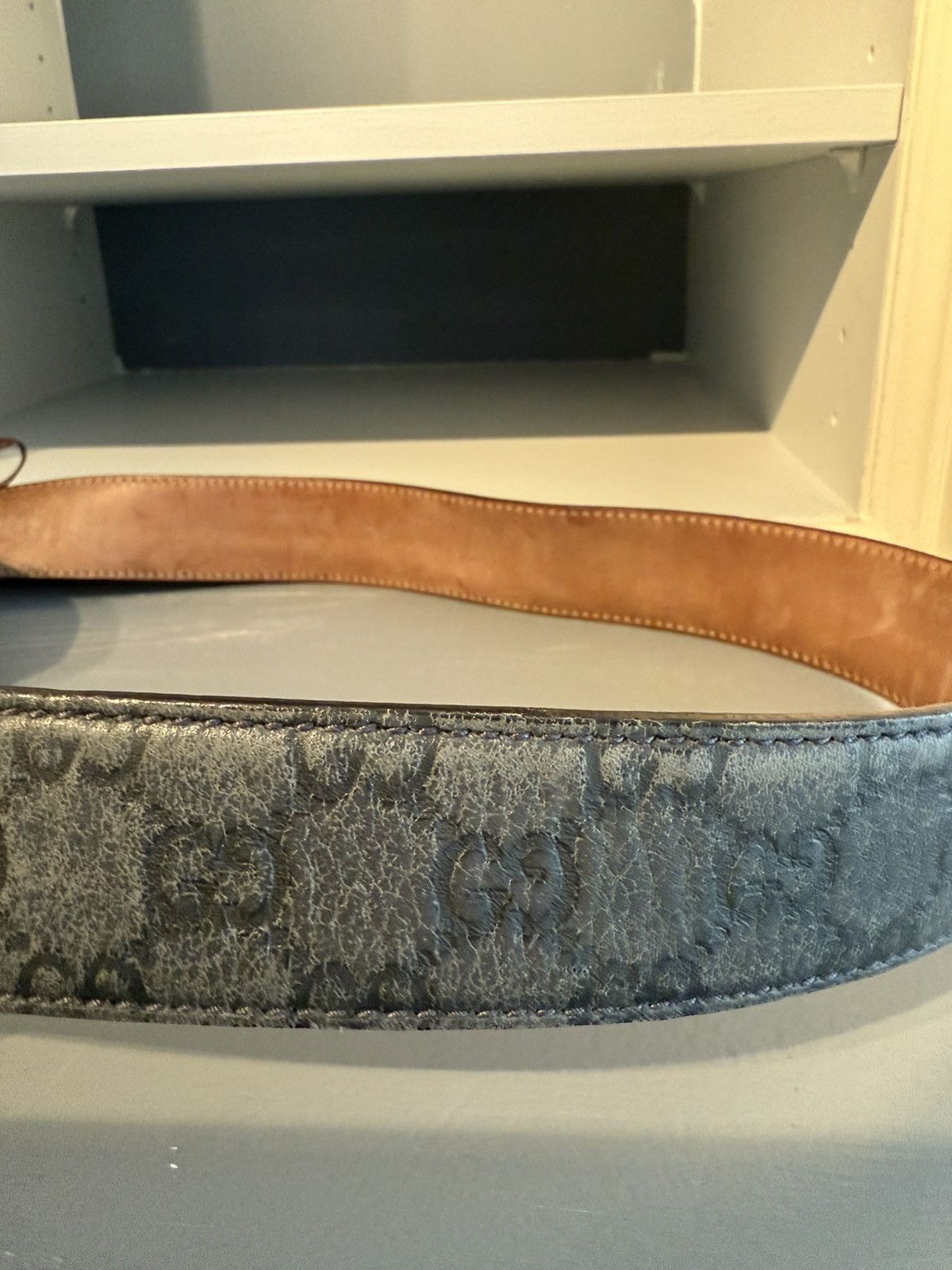 Gucci Gucci Interlocking G Logo Leather Belt Grey 40 / 100 Size 40 - 3 Thumbnail