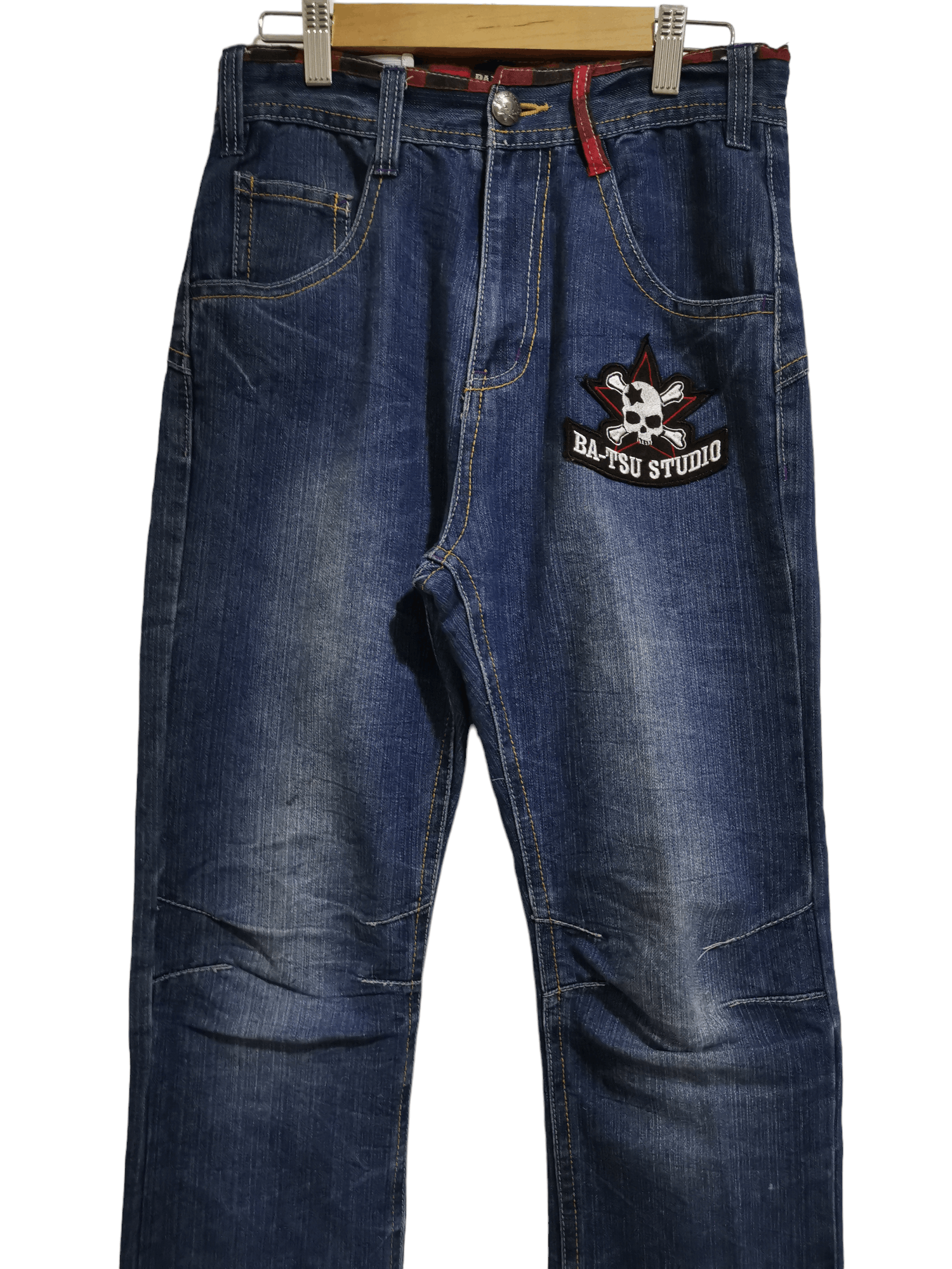 Japanese Brand × Vintage Skull Embroidery Japan Jeans BatsuStudio Lightning Wash Size US 28 / EU 44 - 3 Thumbnail