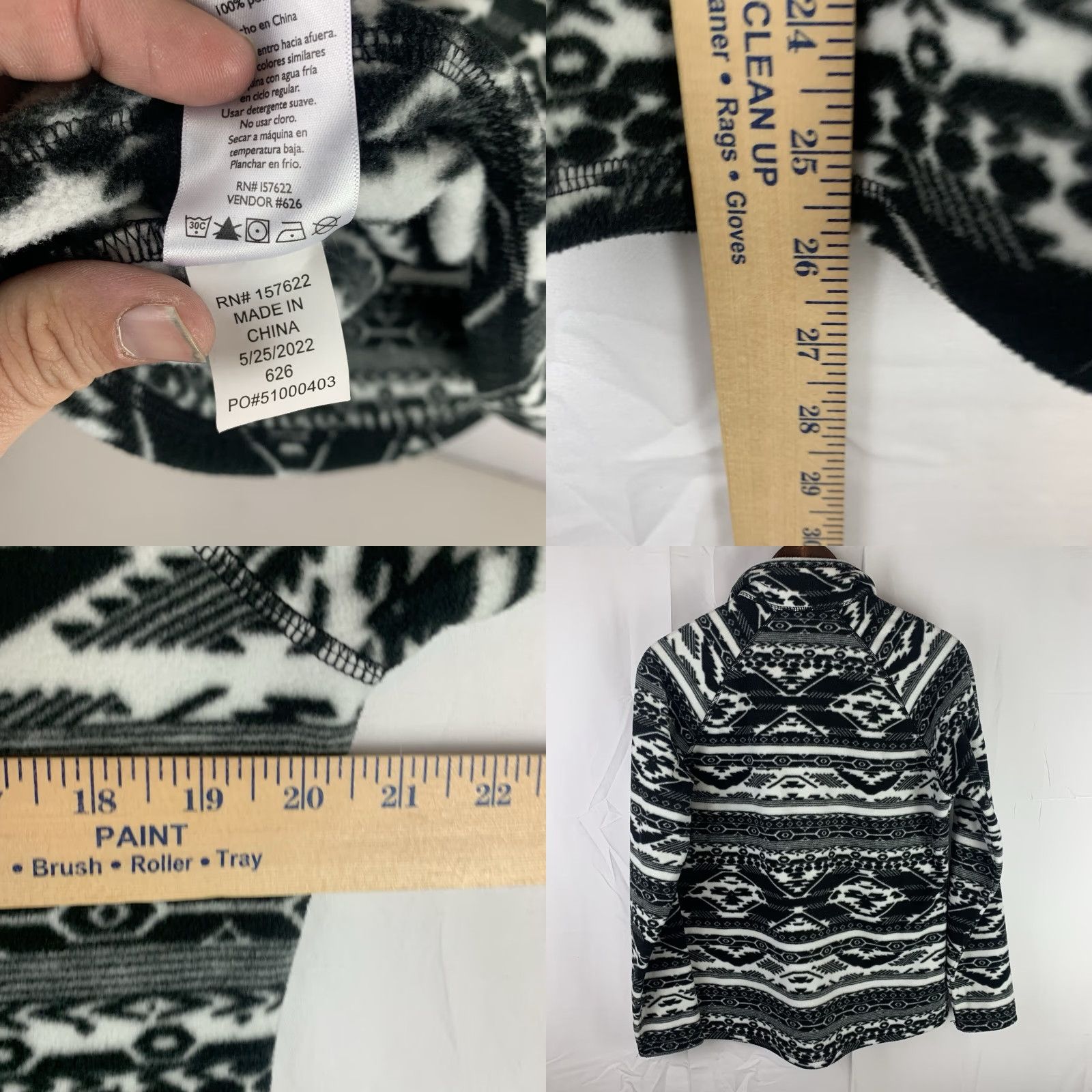Eddie Bauer Eddie Bauer Womens Fleece Pullover Sweater 1/4 Zip Black Aztec Sz M Southwestern Womens Size M / US 6-8 / IT 42-44 - 8 Thumbnail