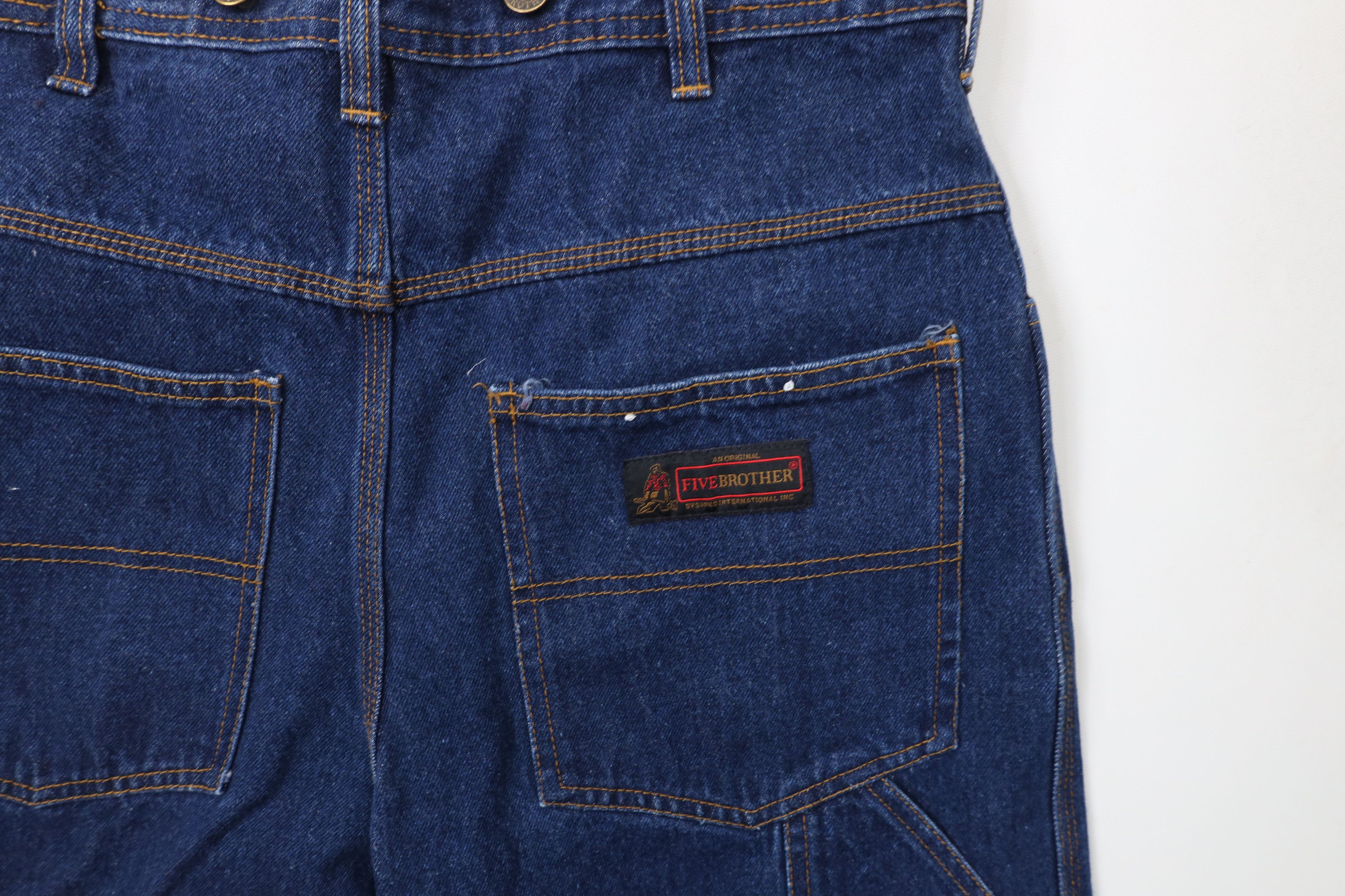 FiveBrother × Vintage Vintage 90s Five Brother Wide Leg Dungaree Denim Jeans Blue Size US 32 / EU 48 - 11 Thumbnail