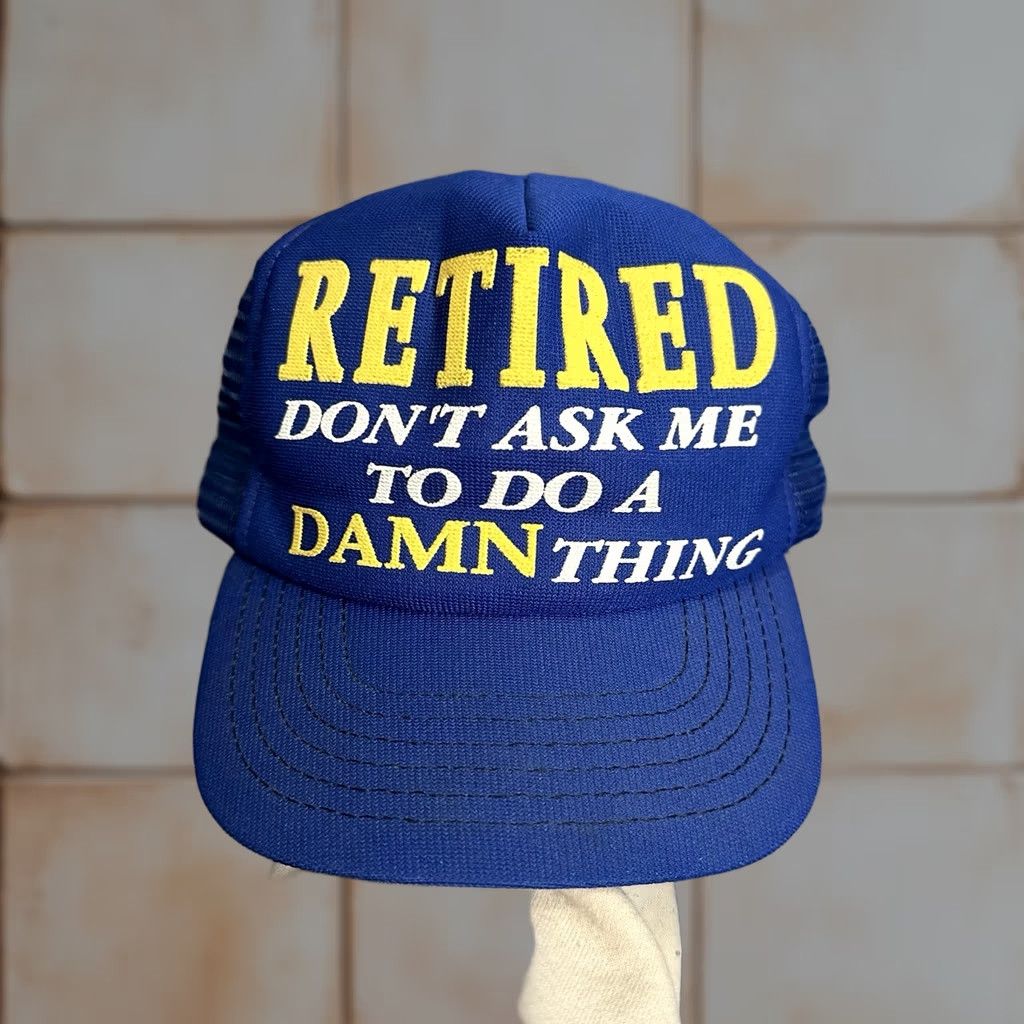 Vintage VINTAGE Men's Trucker Hat Blue Don’t Ask Humor Puff Print Snapback USA Size ONE SIZE - 1 Thumbnail