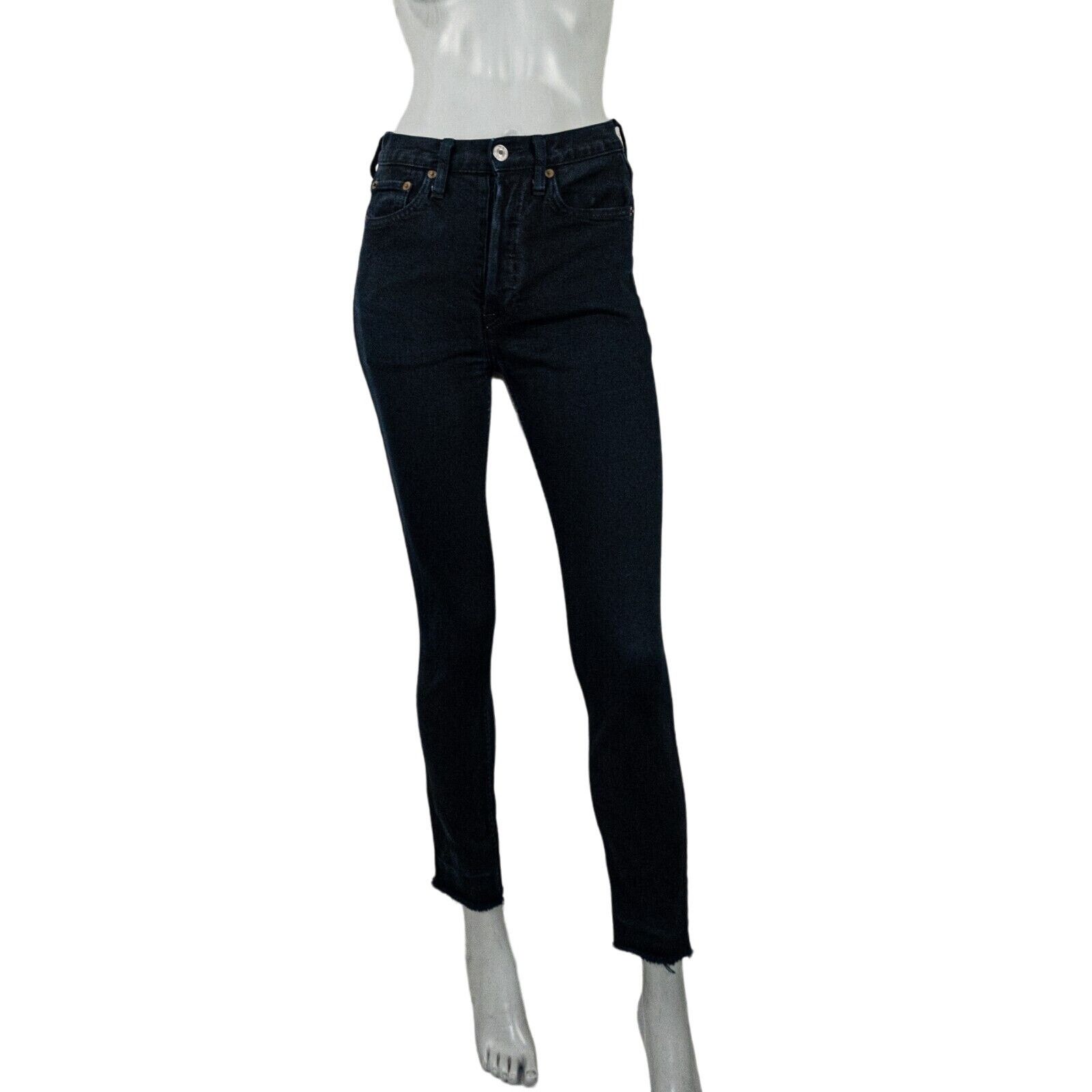 RE/DONE RE/DONE Originals fray crop high rise denim Jeans black/blue Size 25" / US 0 / IT 36 - 1 Thumbnail