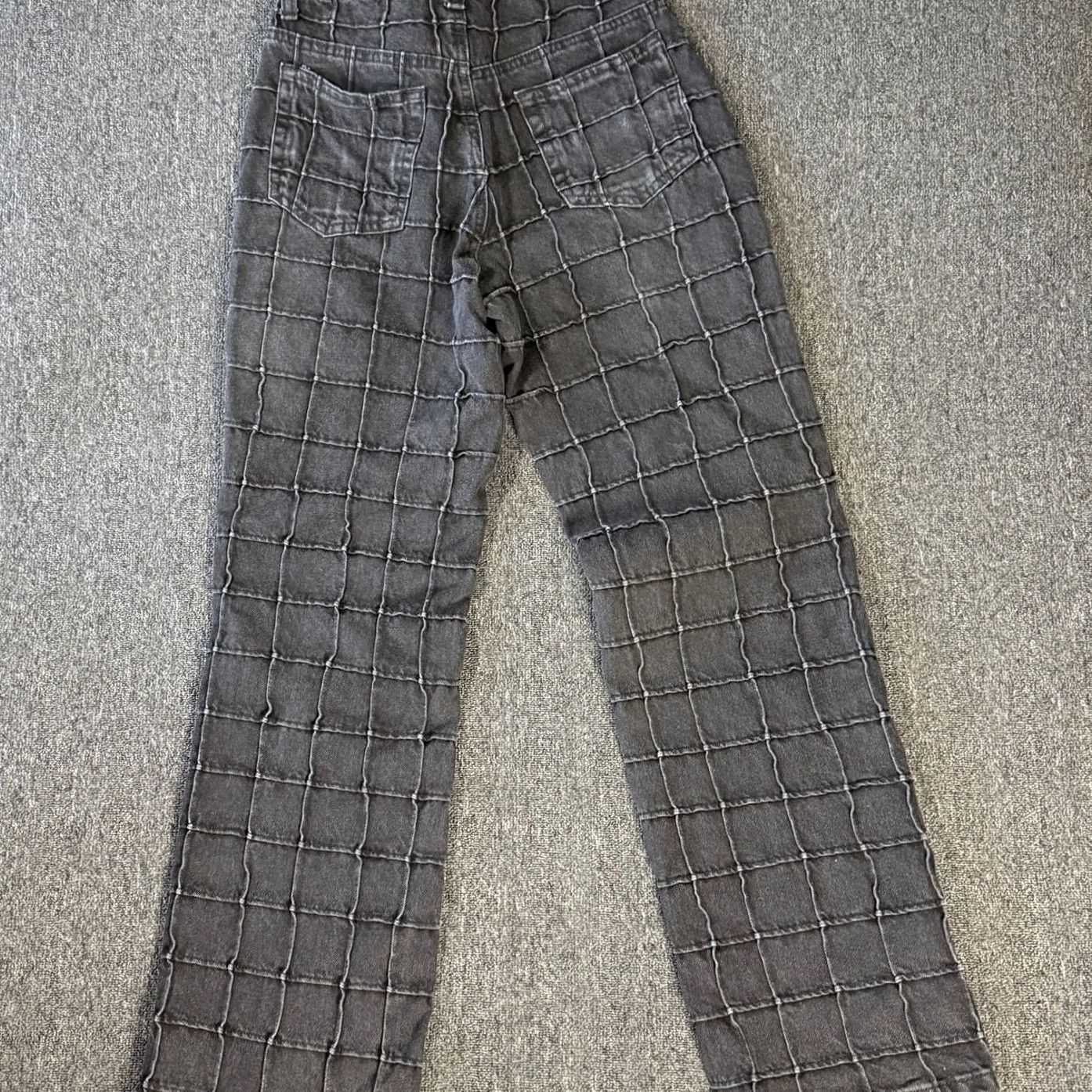 Vintage VINTAGE Piral Black Grid Checked High Waisted Cotton Baggy Jeans XS/W24 Size 26" / US 2 / IT 38 - 2 Thumbnail