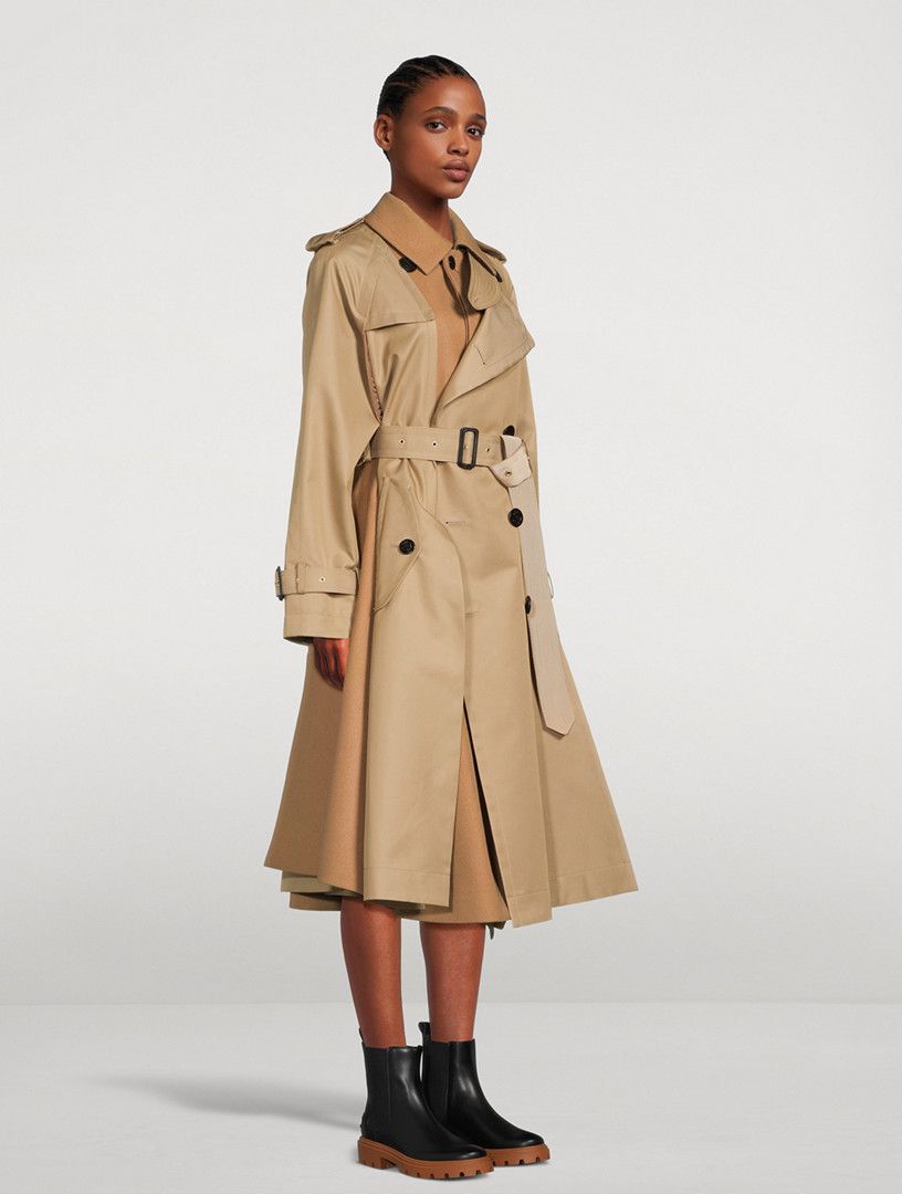 Sacai o1s22i1n0924 Hybrid Gabardine Coat in Beige Size M / US 6-8 / IT 42-44 - 4 Thumbnail