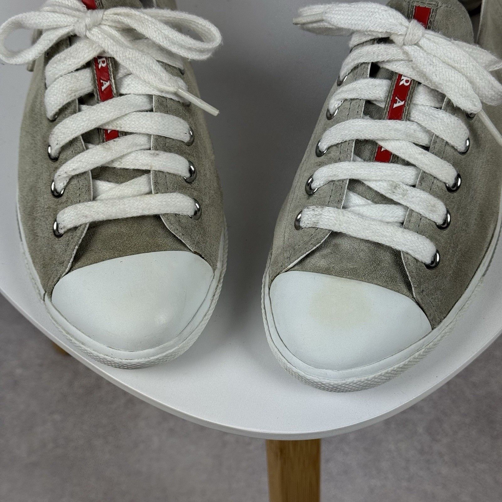Prada Prada Women Shoes Size 8US/39EU Flat Gray Canvas Rubber Toe Size US 8 / IT 38 - 8 Thumbnail