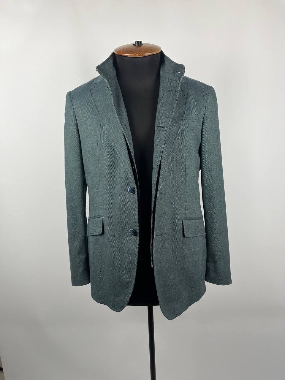 Hackett Hackett London Men's Green Herringbone Blazer Size US M / EU 48-50 / 2 - 3 Thumbnail