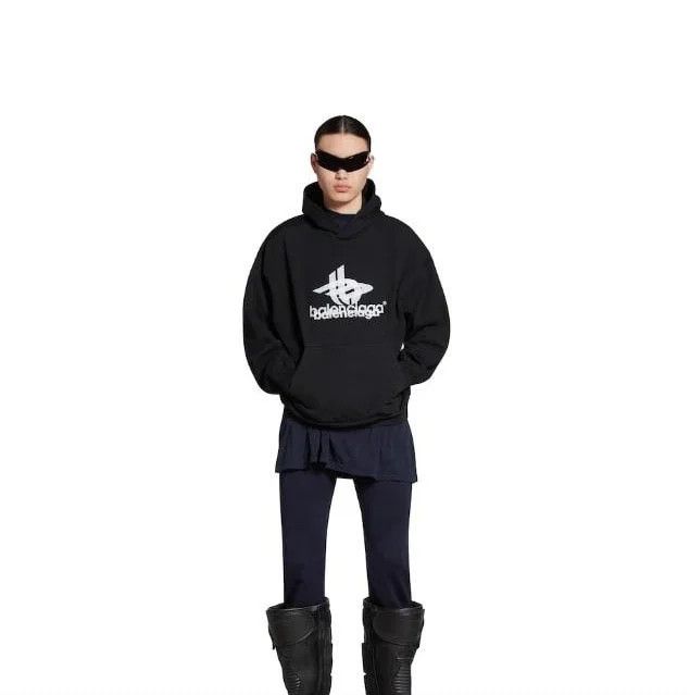 Balenciaga o1mt1gz1124 Layered Sports Hoodie Medium Fit Black/White Size US S / EU 44-46 / 1 - 3 Thumbnail