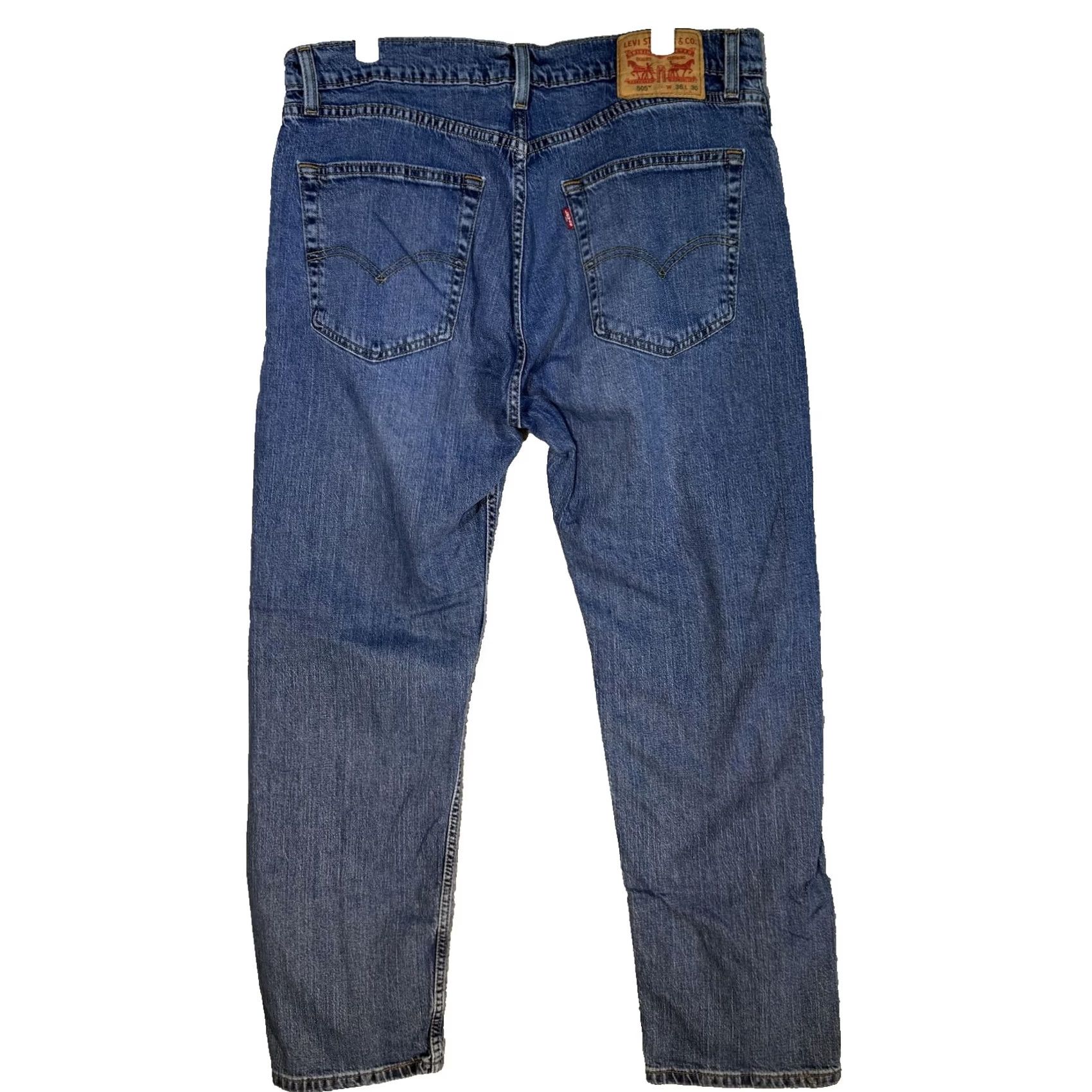 Levi's VINTAGE Levis 505 Jeans Mens 36x30 Blue Straight Leg Stretch Denim Regular Fit Zip Fly Size US 36 / EU 52 - 2 Thumbnail