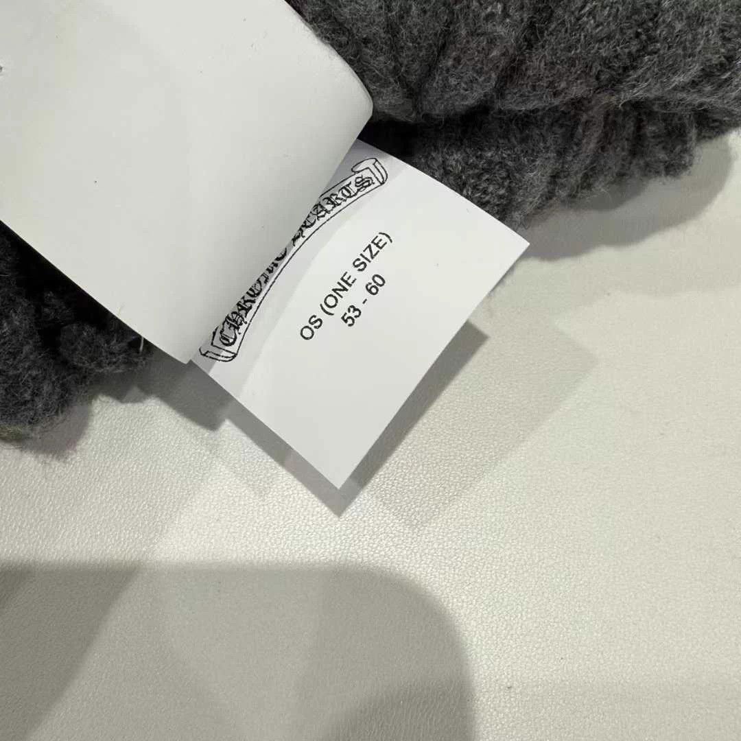 Chrome Hearts Chrome Hearts Grey Knit Cross-Pattern Leather Beanie Size ONE SIZE - 6 Thumbnail