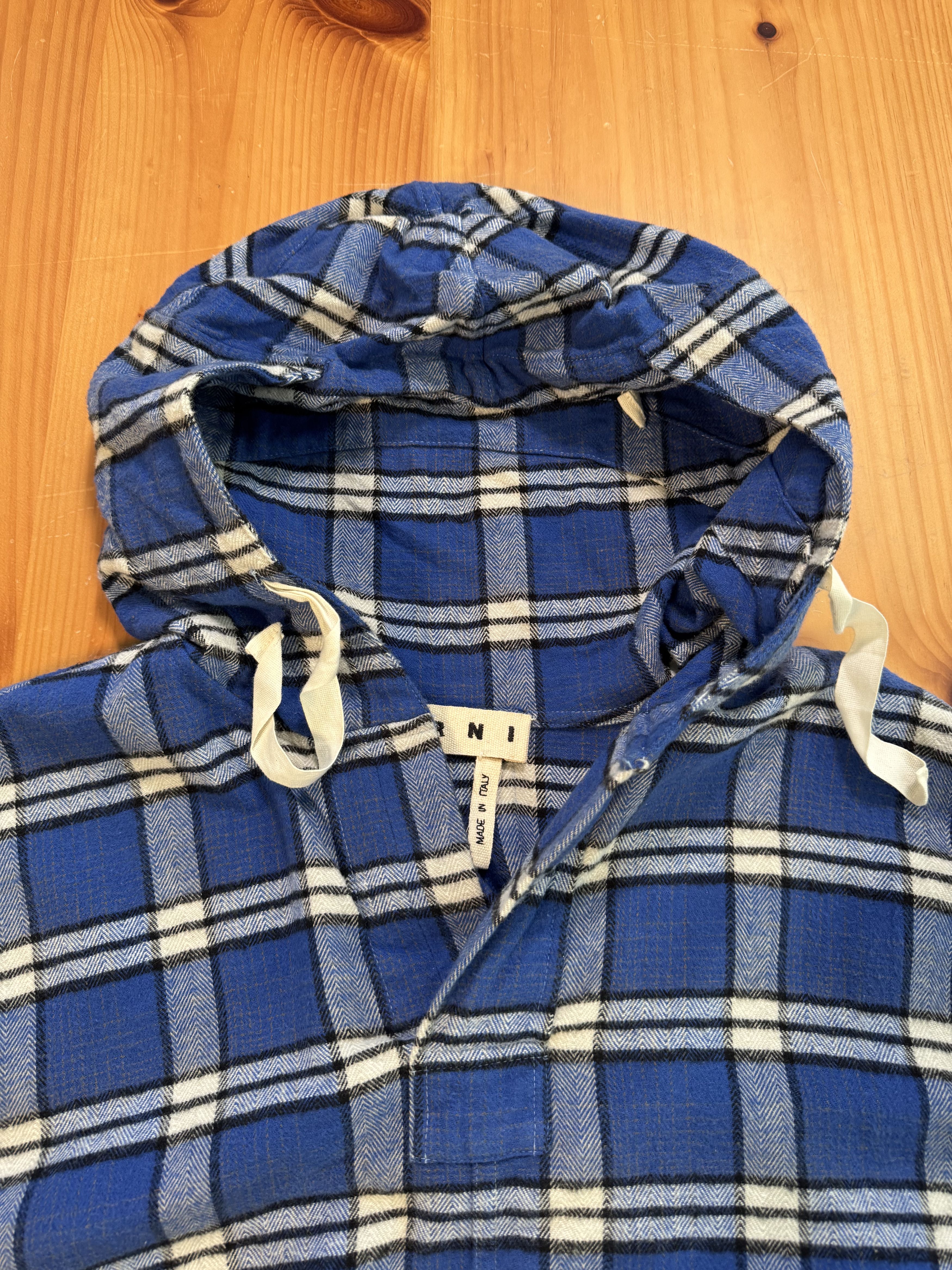 Marni Oversized Pullover Cotton Flannel Shirt with Hood Size US XL / EU 56 / 4 - 4 Thumbnail
