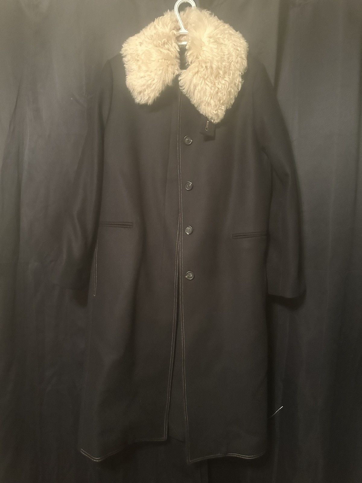 Helmut Lang Fur Shearling Collar Coat NWT Size L / US 10 / IT 46 - 1 Thumbnail