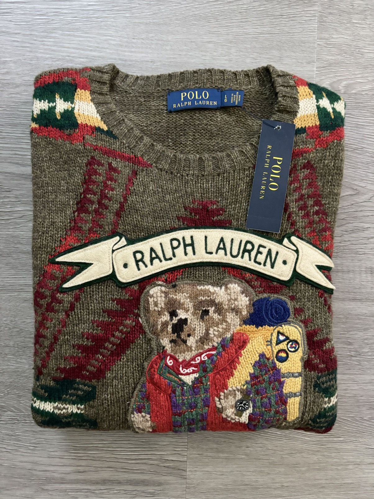 Polo Ralph Lauren New Polo Ralph Lauren Hiking Bear sweater 1992 Snow Beach L Grailed