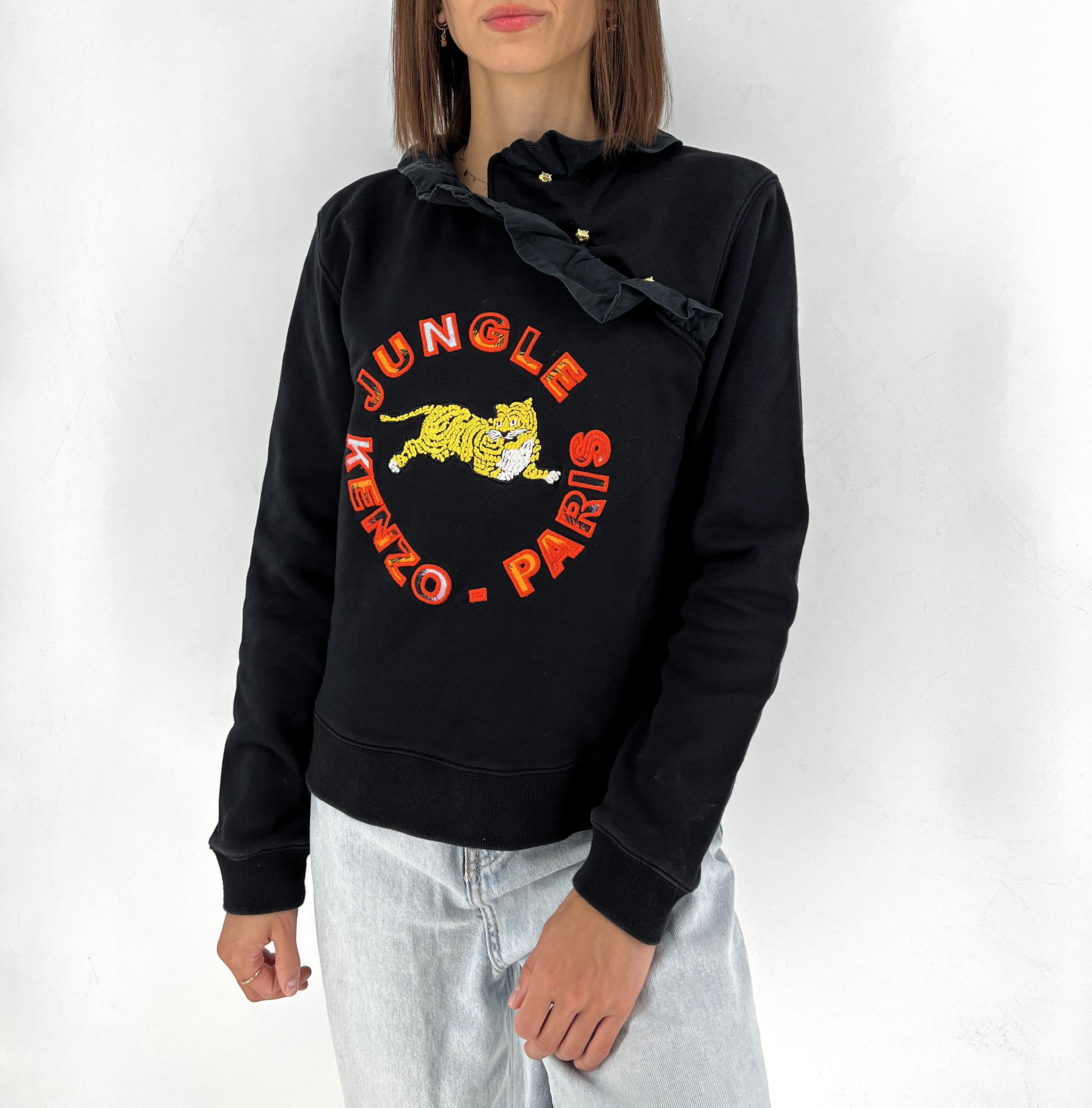 H&M KENZO X H&M Jungle Paris Black Ruffle Neck Sweater Sz M Size M / US 6-8 / IT 42-44 - 1 Thumbnail