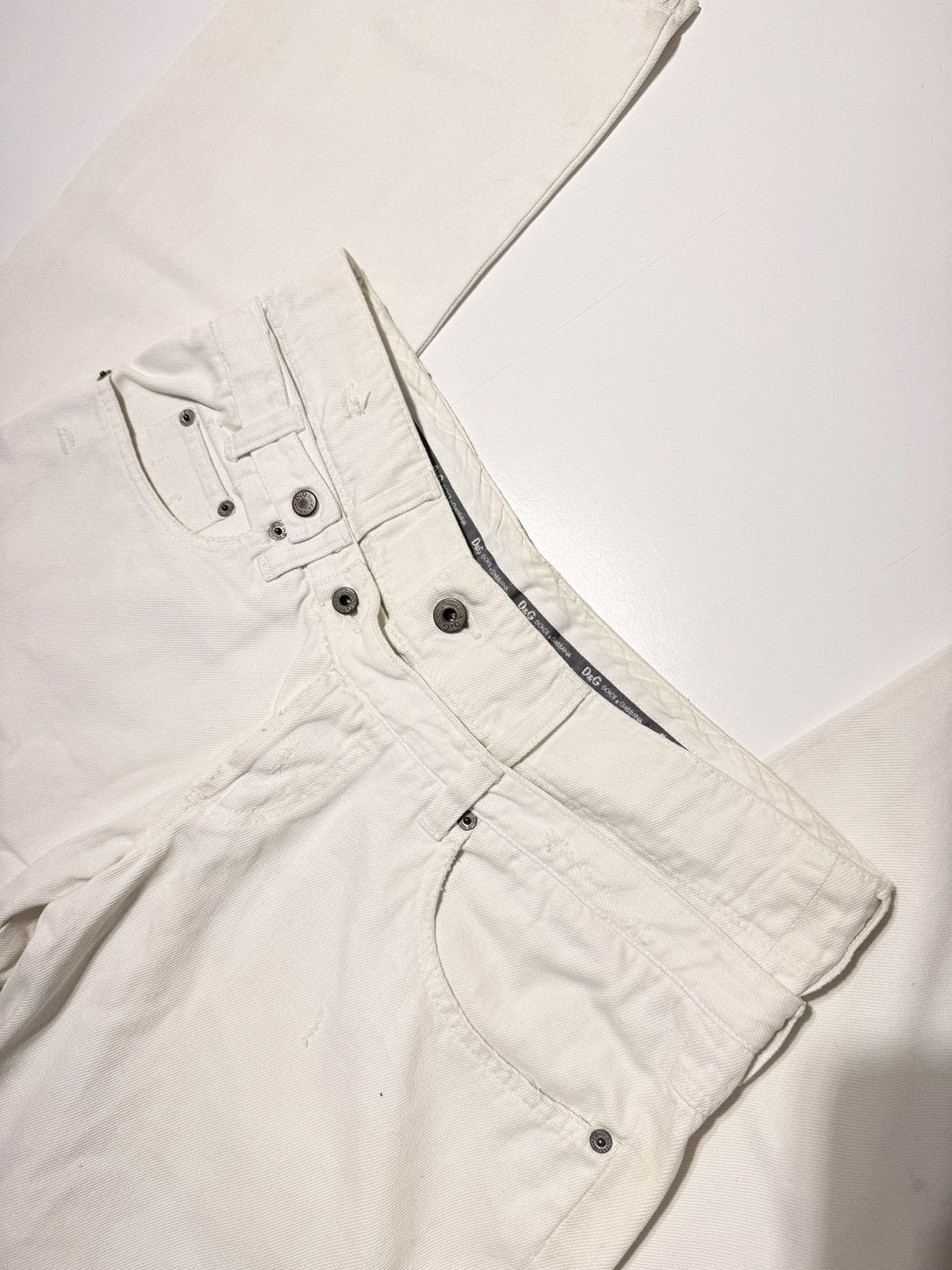 Dolce & Gabbana D&G Archive 2005 Asymmetric Waist White Denim - Ittierre Size US 36 / EU 52 - 5 Thumbnail