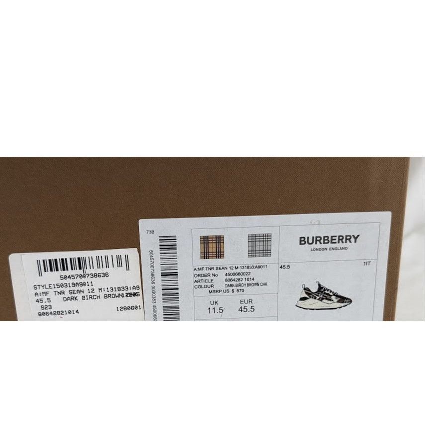 Burberry o1rshd1 Check Vintage Cotton Sean Low Top Sneakers Size US 12.5 / EU 45-46 - 11 Thumbnail