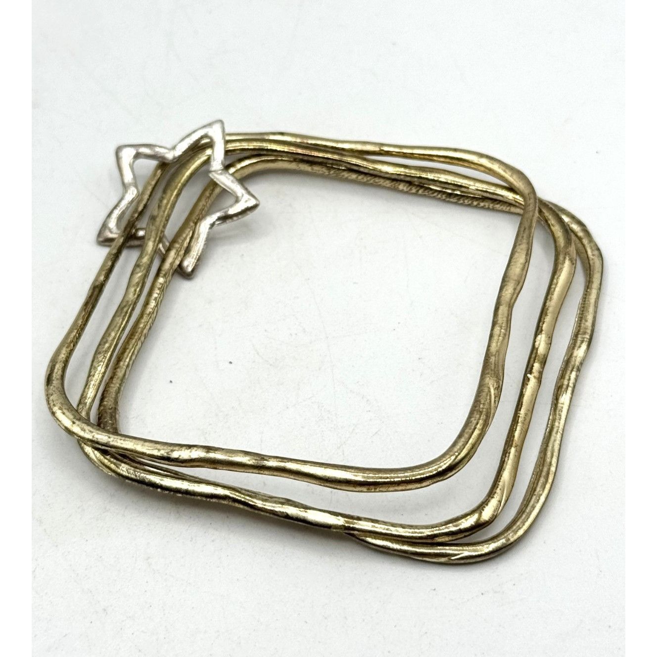 Other Gold square bangle silver star bracelet set Size ONE SIZE - 1 Thumbnail